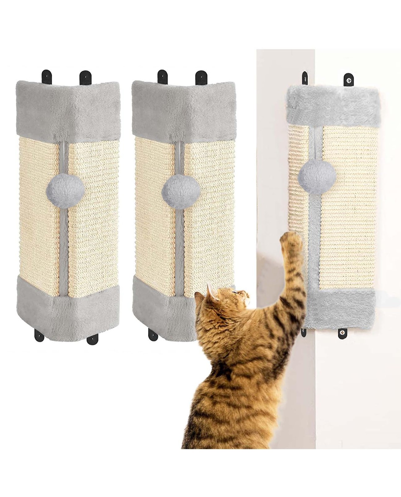 3 Pack Cat Wall Corner Scratcher for Indoor Cats Walls Mounted Sisal Scratch ...