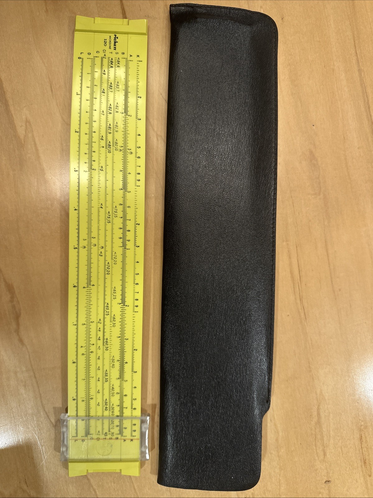 Vintage - Pickett Microline 120 Yellow Slide Rule with Black Case Yellow