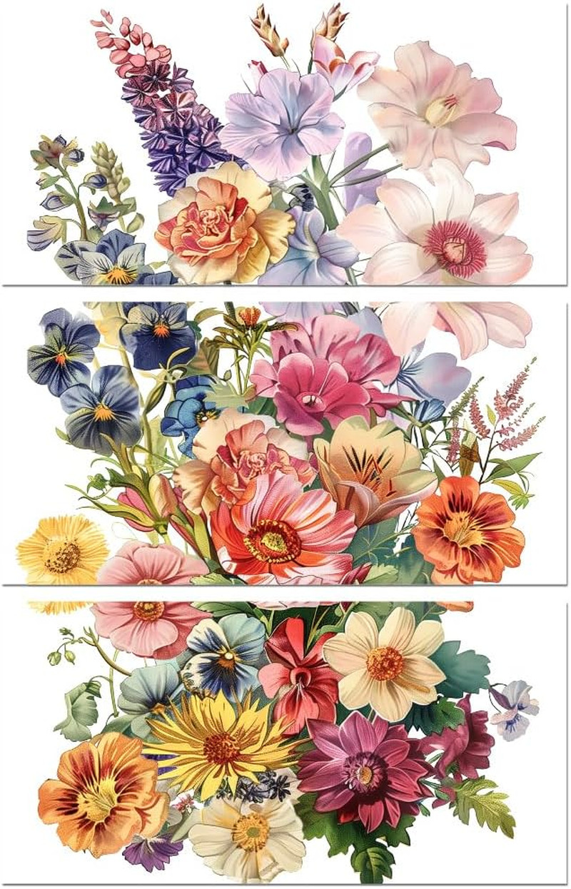 3 Transfer Floral 6x12 Pulg Adhesivo Muebles Artesania Decoracion 3 Piezas Venta