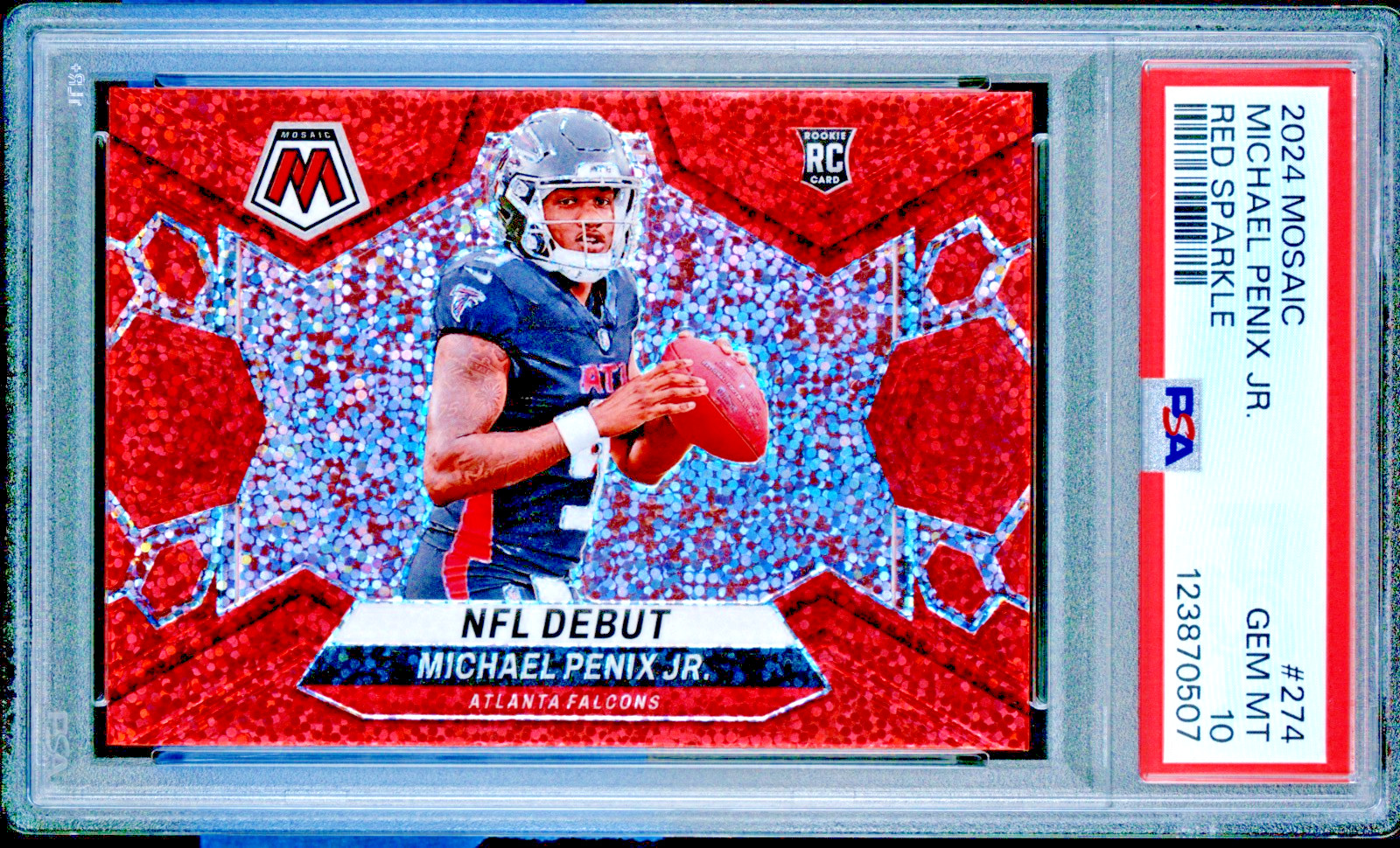 Michael Penix PSA 10 2024 Panini Mosaic NFL Debut Red Sparkle #274 RC  Falcons
