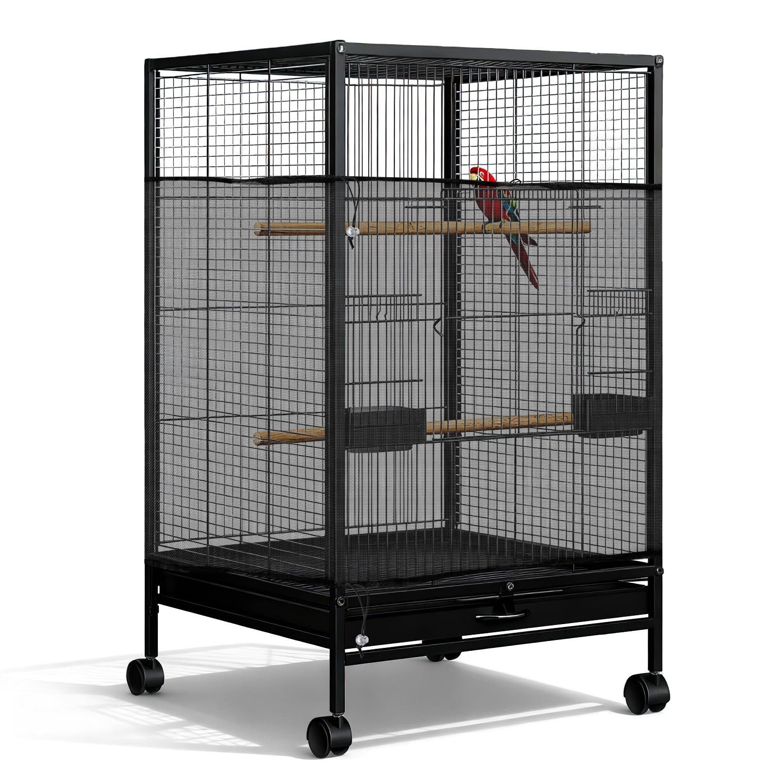 LIQWEI 1 Pc Large Bird Cage Seed Cather, Cover 31 X 118 Black 