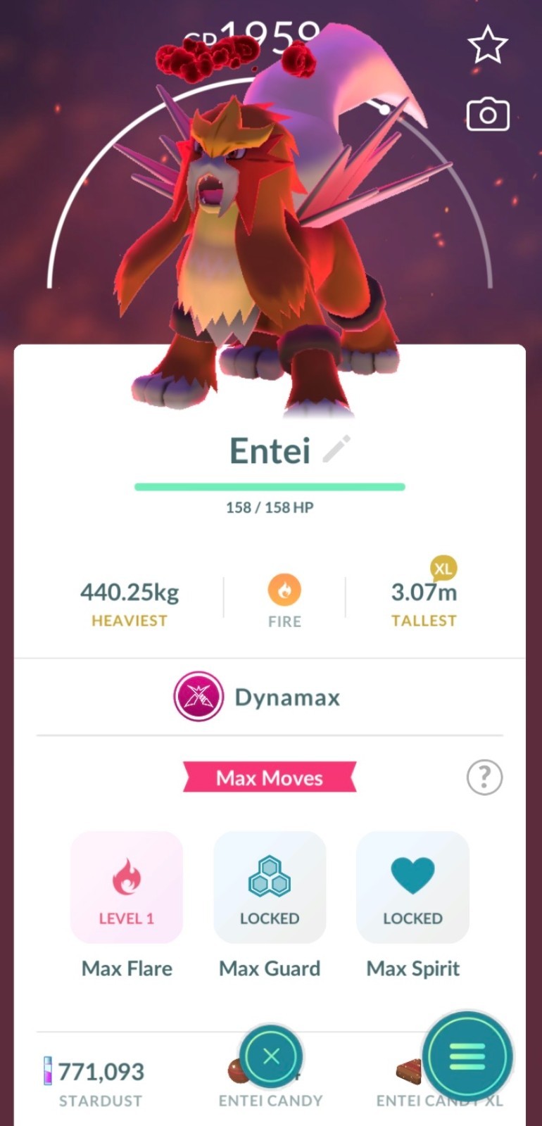 Pokemon GO🔥- DYNAMAX ENTEI (Registered or 30 Days)