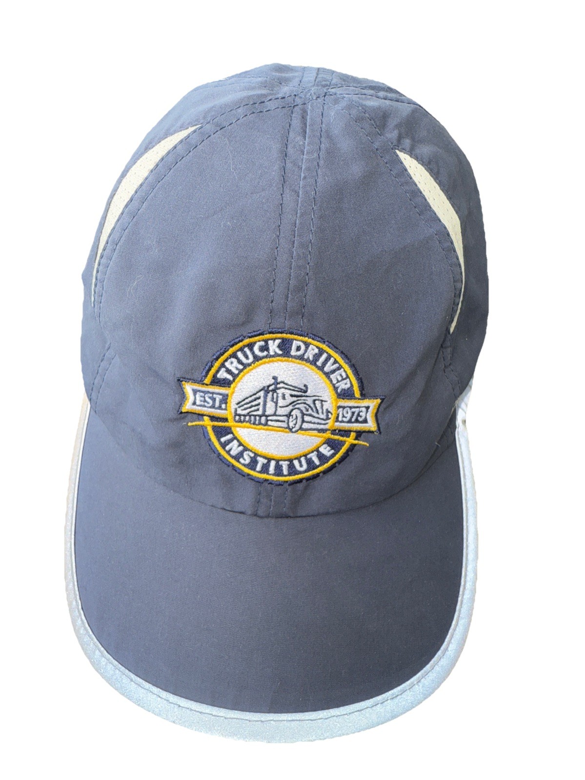 Truck Driver Institute EST 1973 Logo Patch vented Blue Hat Cap wReflective Gray
