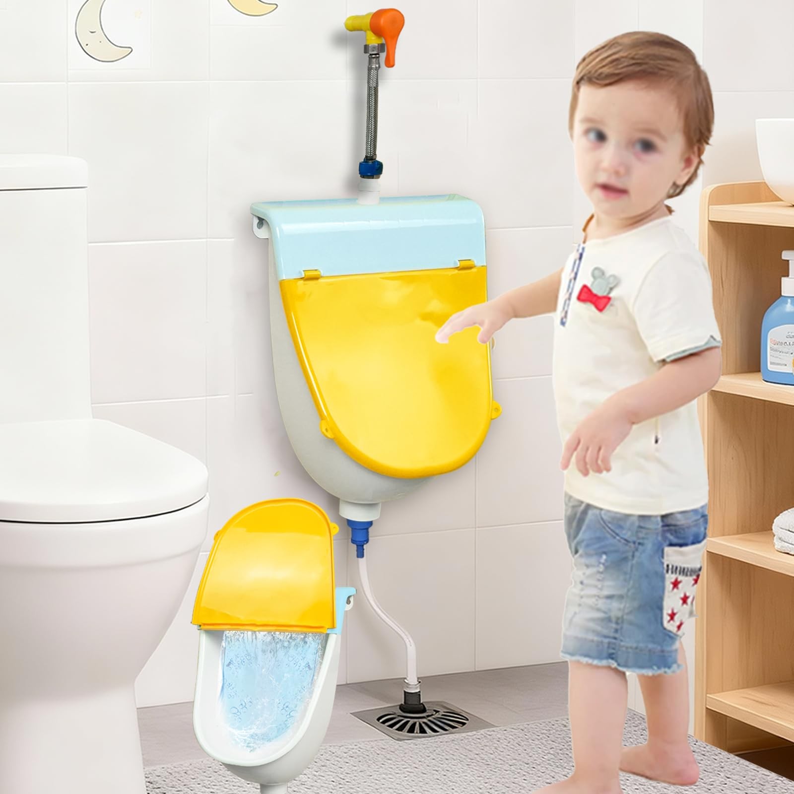 Toddler Urinal Potty Wall Mounted Child Urinal with Cover Bathroom Potty Trai...
