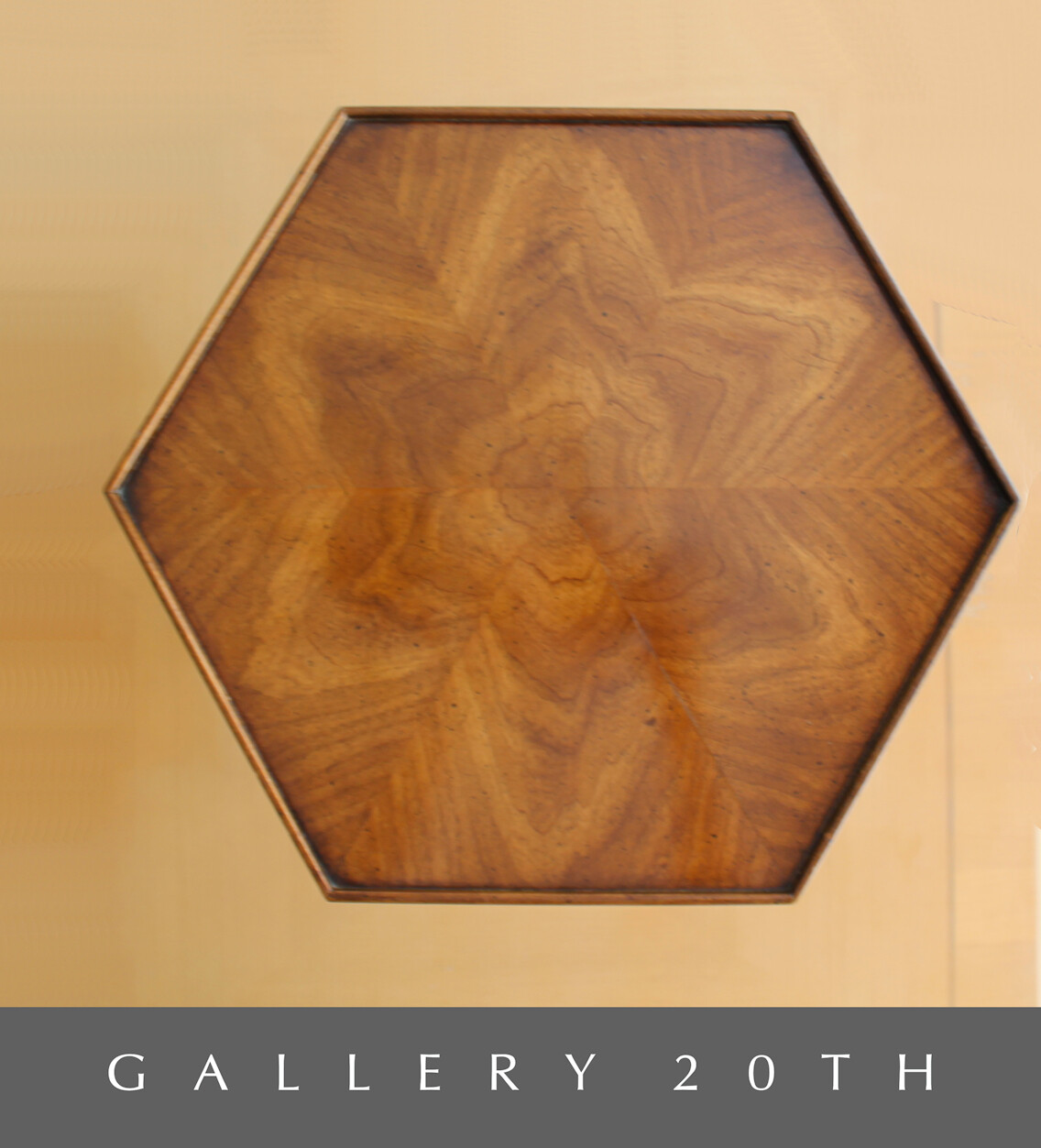 WOW! MARQUETRY ROSEWOOD! BRANDT HEXAGON SIDE TABLE! STAND COCKTAIL WOOD MCM VTG