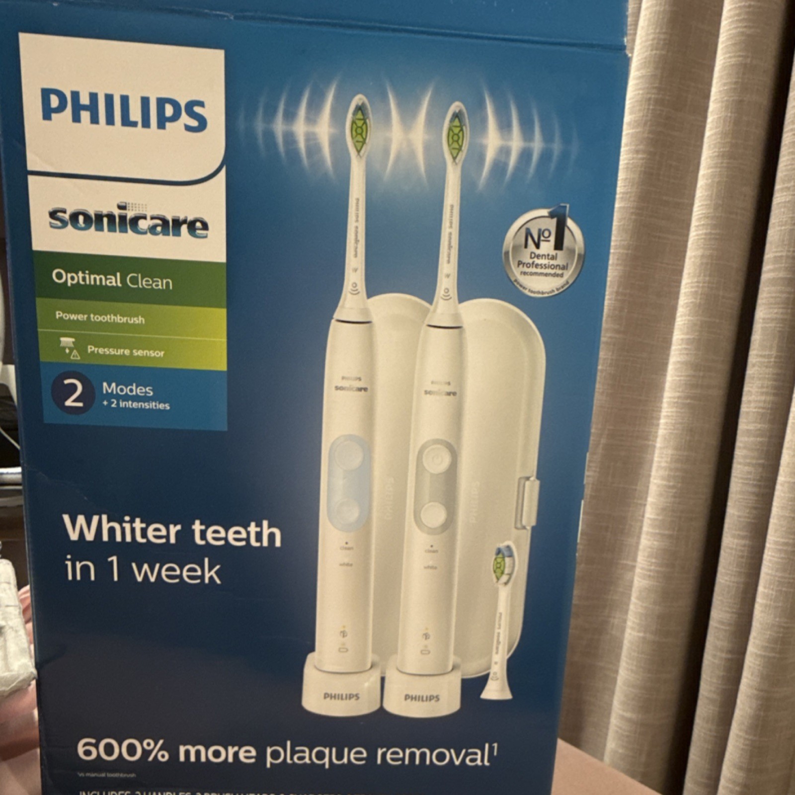 Philips Sonicare Optimal Clean Electric Toothbrush 2 Handles Travel Cases HX682…