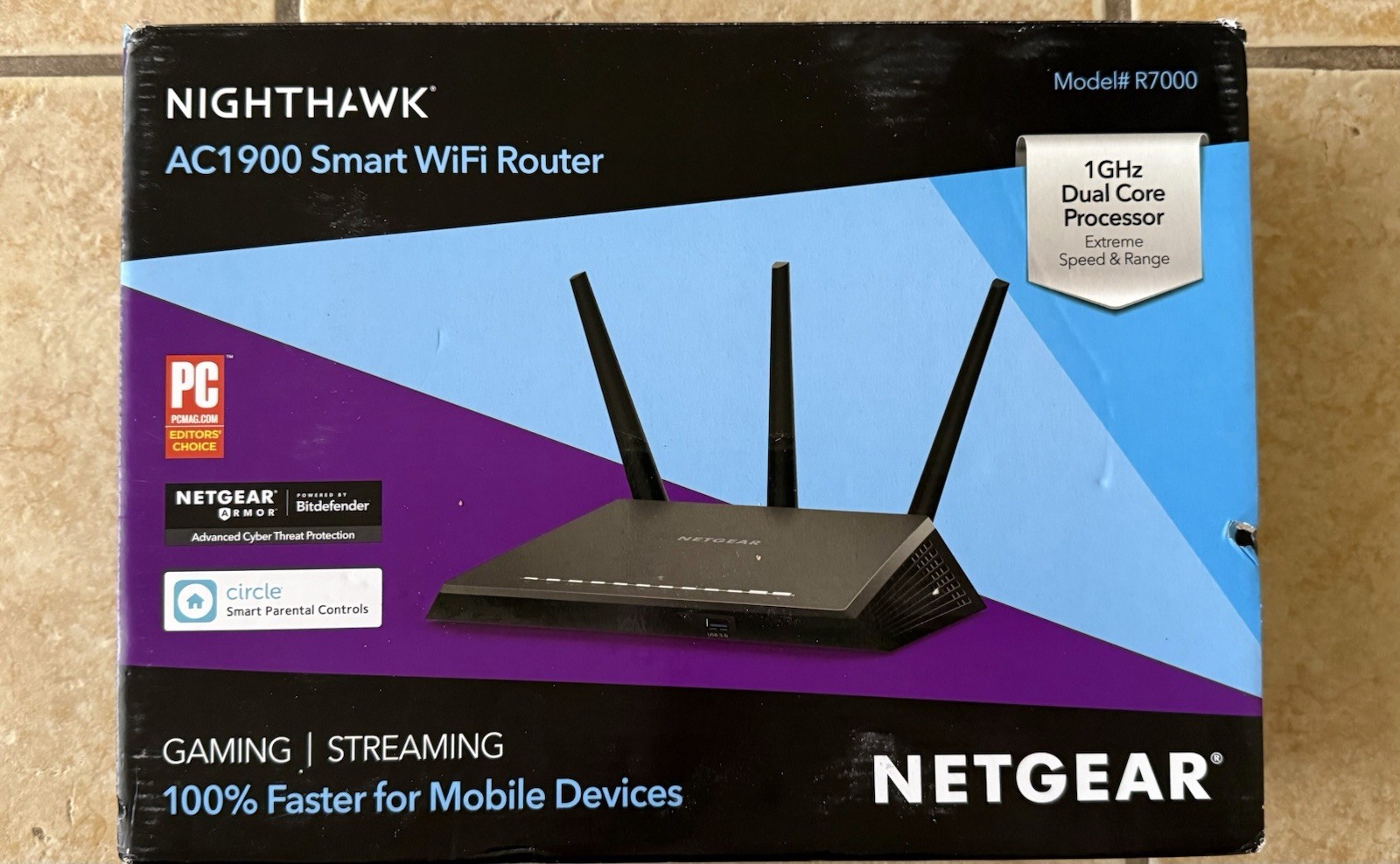 NEW! NETGEAR Nighthawk AC1900 Smart WiFi Router R7000 Dual Core Processor 1GHz
