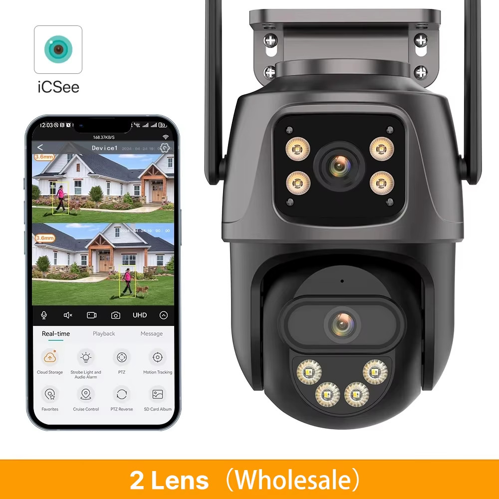 WONSDAR Three Screen WIFI IP Camera Outdoor Dual Lens Camera Ai Human Detection 