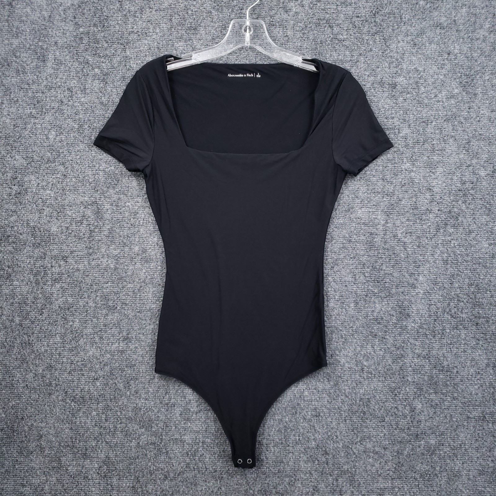 Abercrombie & Fitch Bodysuit Womens S Small Black Square Neck Short Sleeve Thong