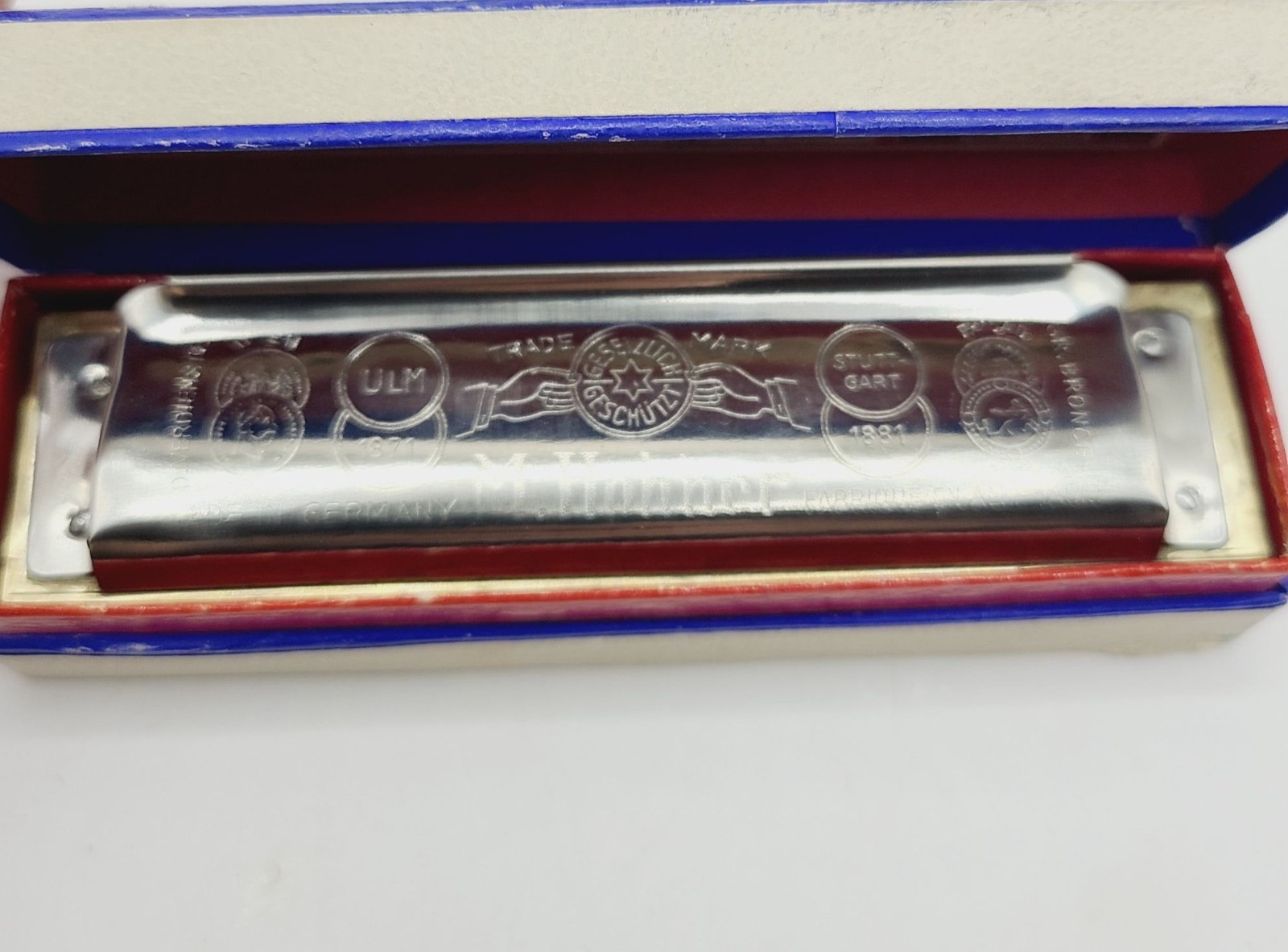 Vtg M. Hohner Pre War Marine Band Harmonica Key of G In Original Box