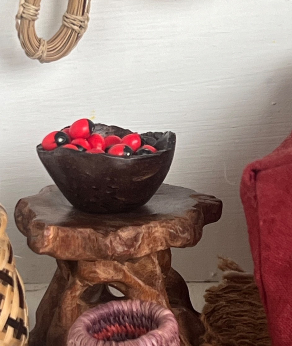 Miniature Handcarved Tropical Hardwood Live Edge Wooden Bowl Chonta Palm