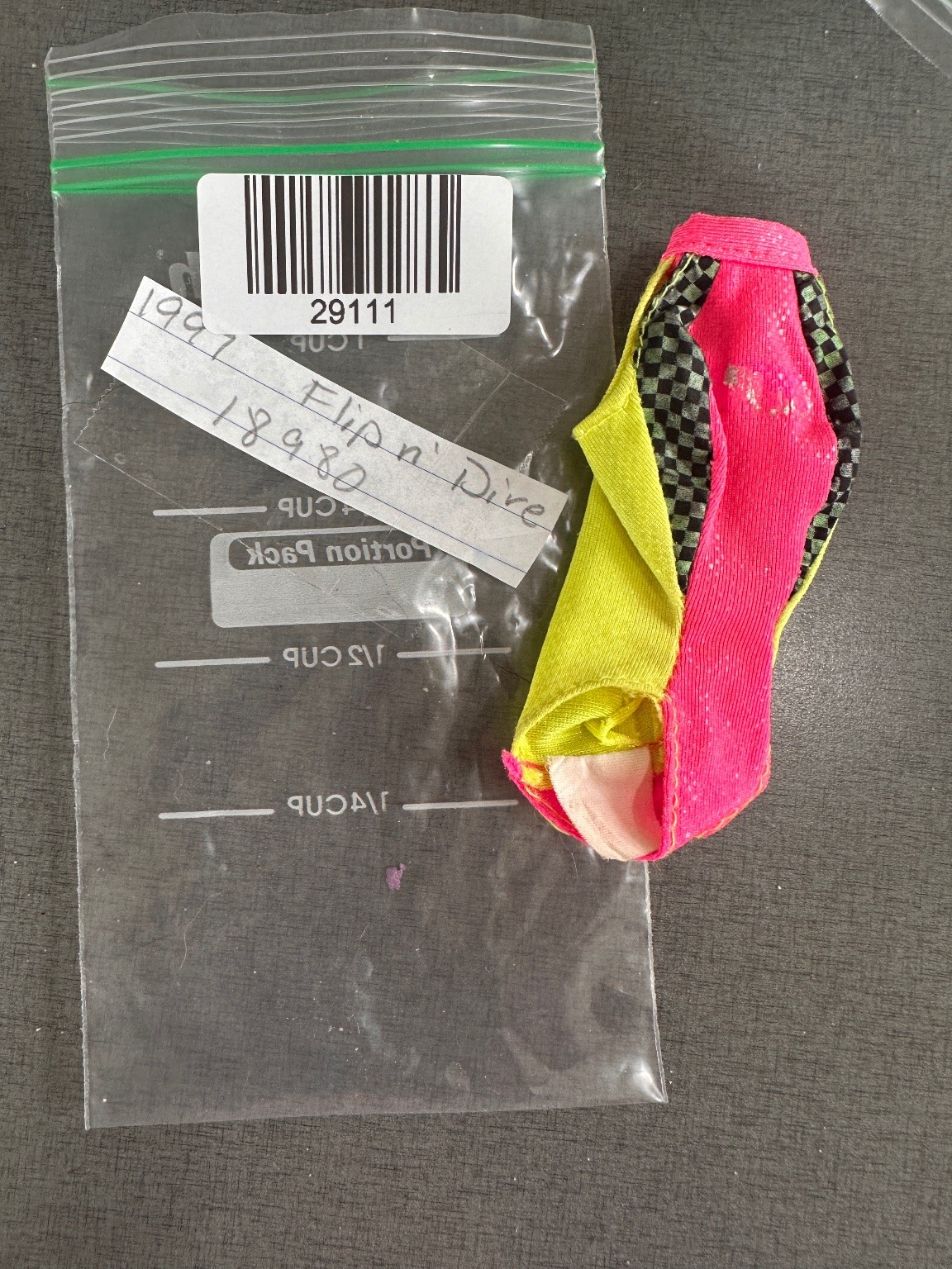 Barbie Flip 'n Dive Swimsuit Bottoms 12 in Pink Yellow Checkered