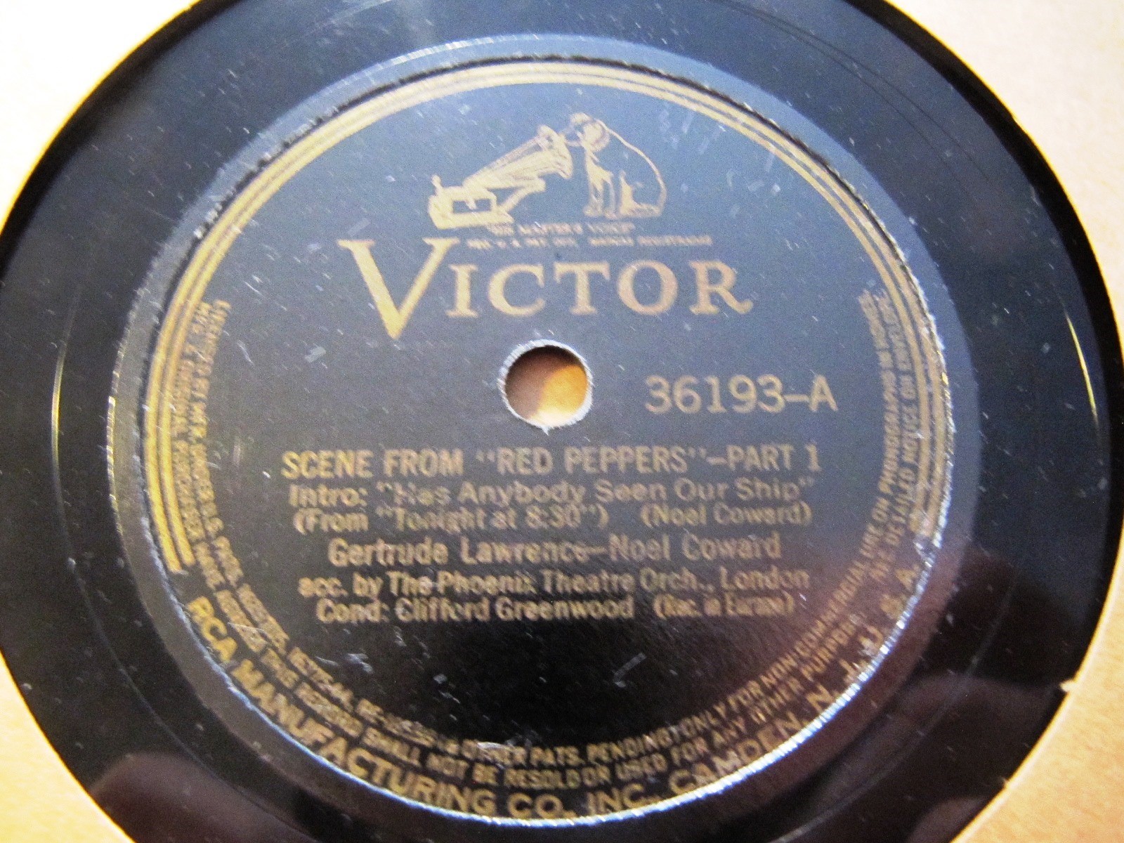 1936 Orig Cast NOEL COWARD GERTRUDE LAWRENCE Scene fr RED PEPPERS VICTOR Record