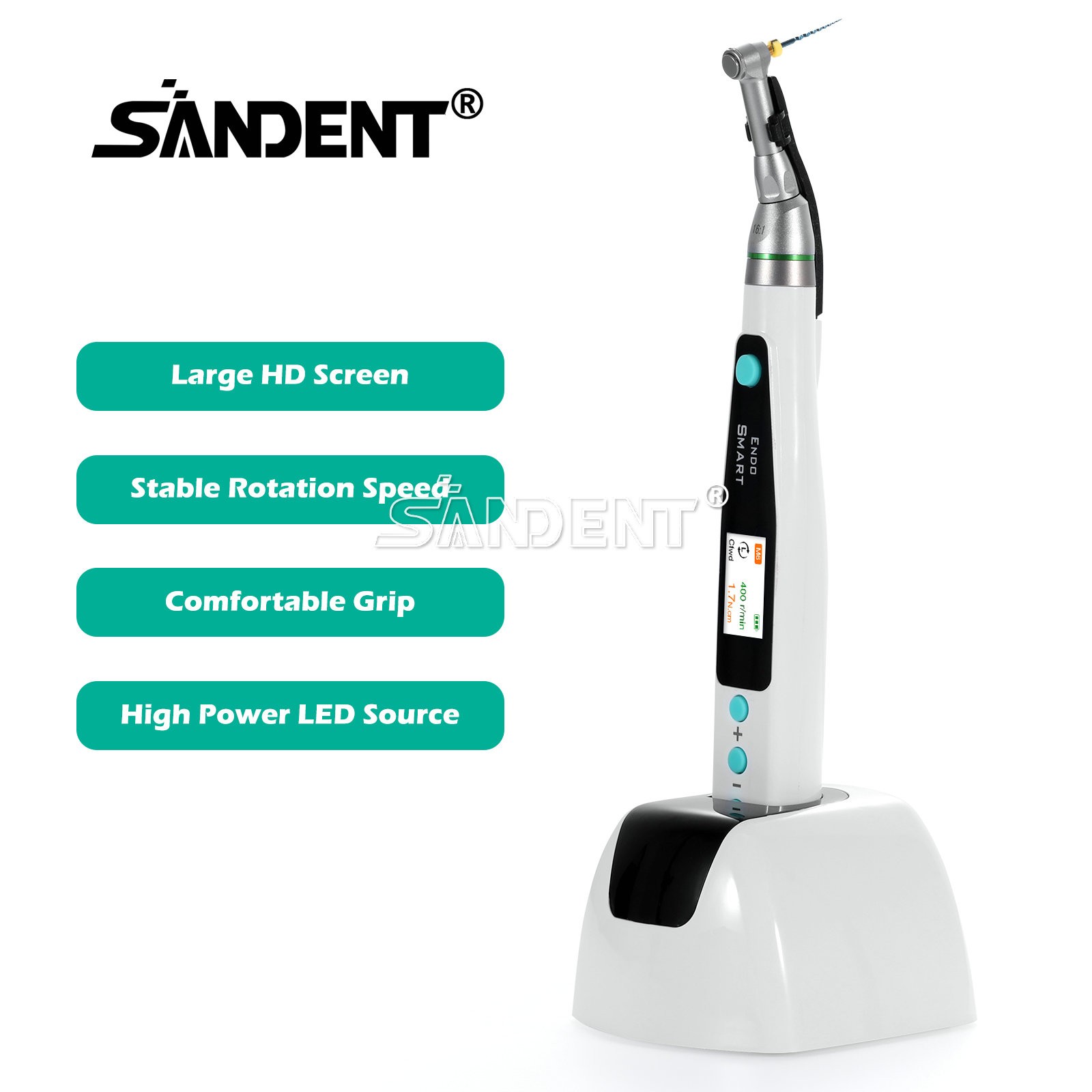SANDENT Dental LED Endo Motor Root Canal Contra Angle Handpiece Reciprocating CE