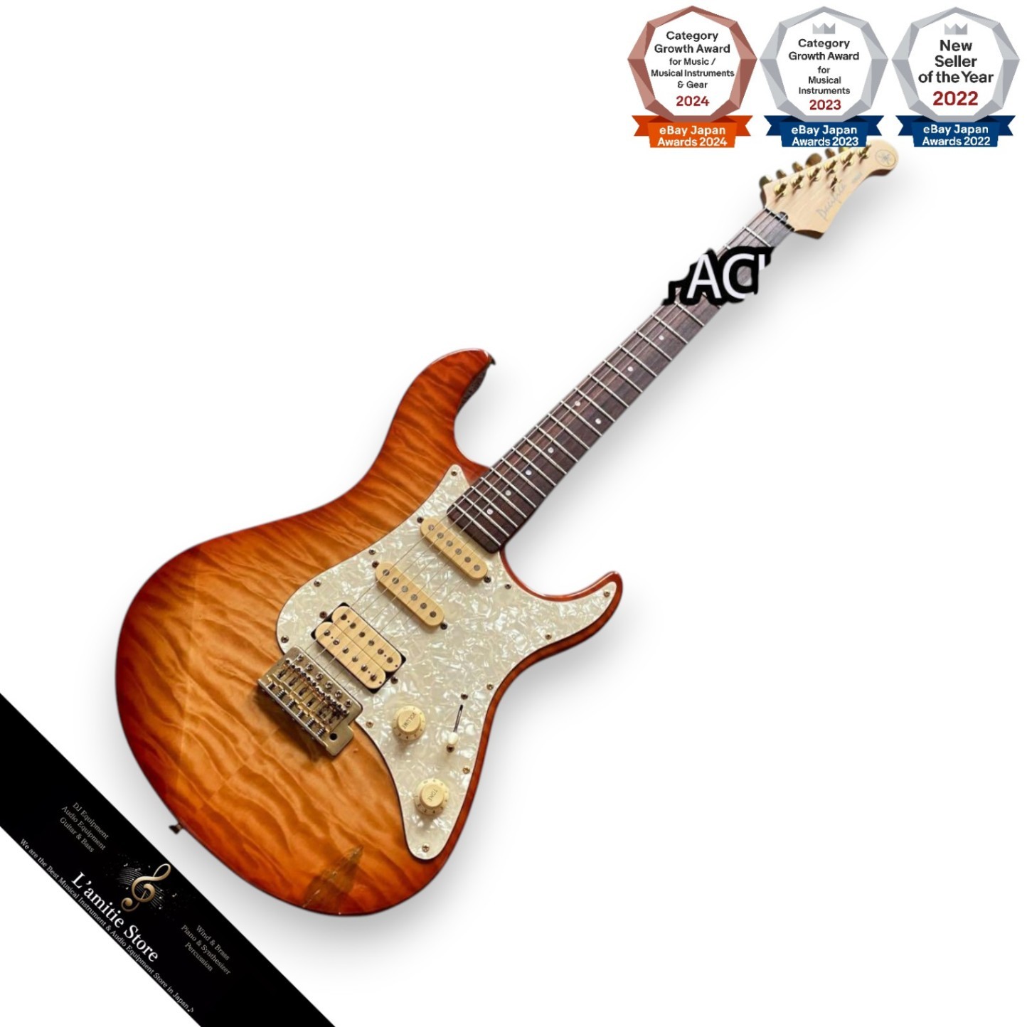 Yamaha Pacifica 112V Electric Guitar Orange Quartersawn Finish 3 Pickups