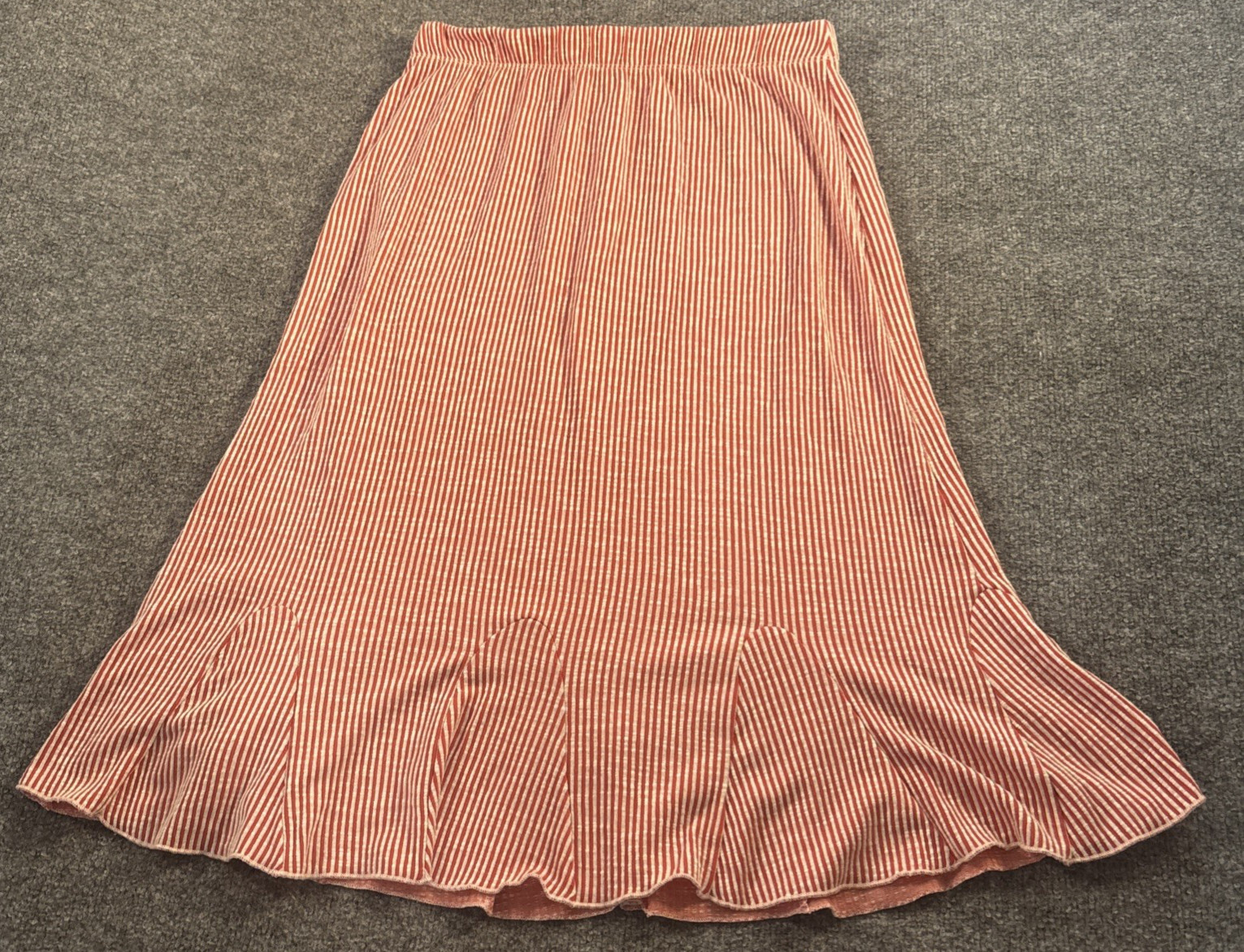 SJS Skirt Womens Large Petite Red White Striped Stretch Knit A-Line Waist