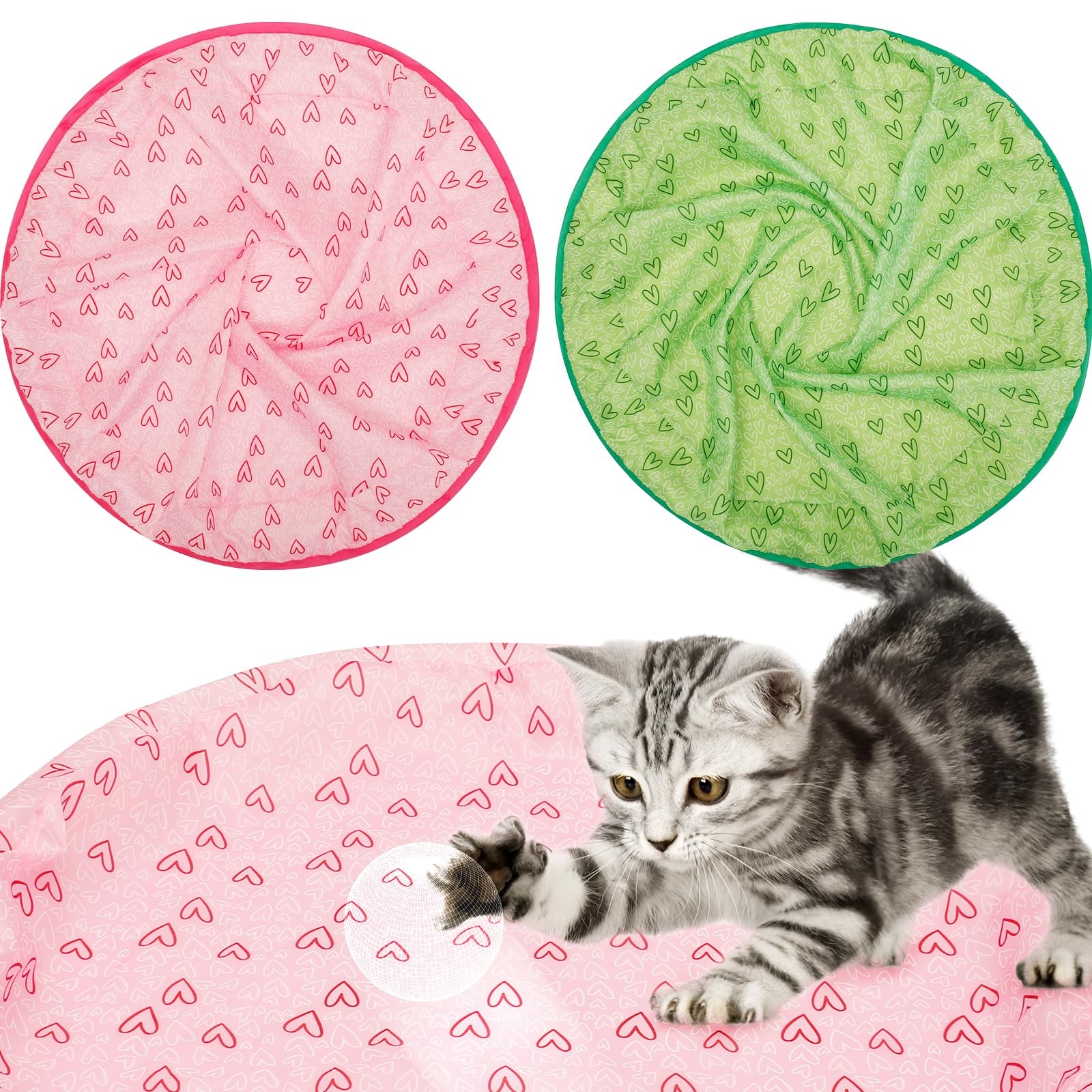 NEMTMCUA 2Pcs Interactive Cat Toy Bag Creative Hide and Seek Cat Mat Toy 72cm Fu