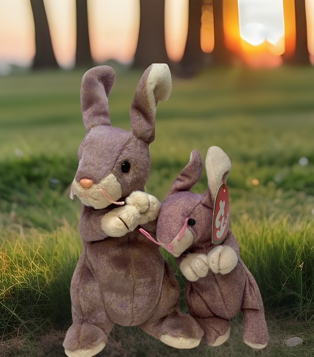 New VTG TY Beanie Babies Lot Of 2 Springy The Lavender Bunny