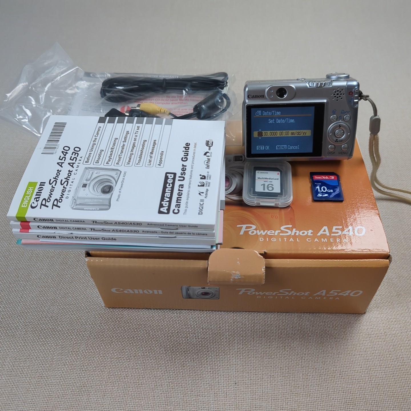 Canon PowerShot A540 In Original Box with Memory Cards And Manual Fully Tested