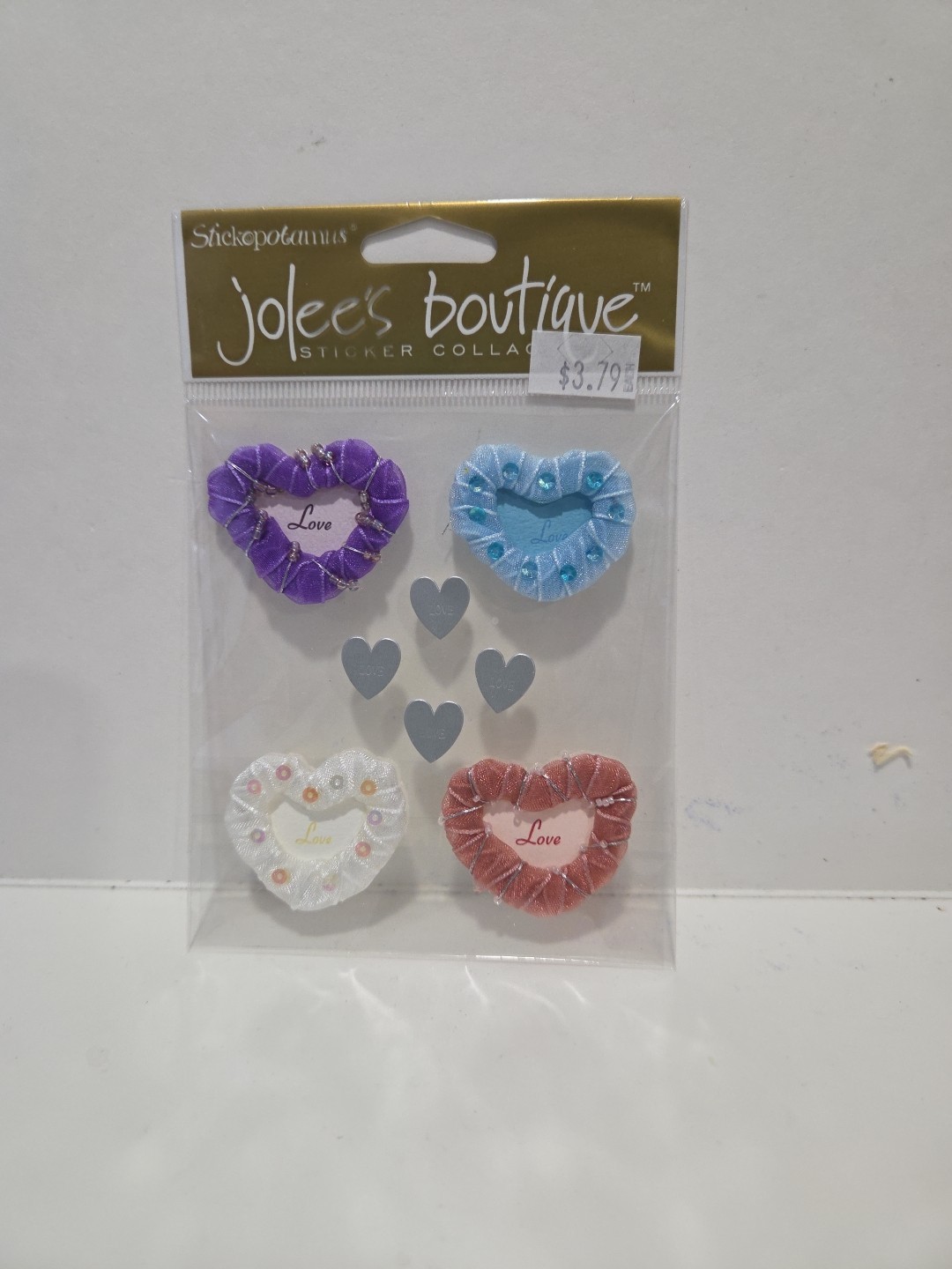 Jolee's Boutique Puffy Fabric Pastel LOVE HEARTS Scrapbook Dimensional Stickers