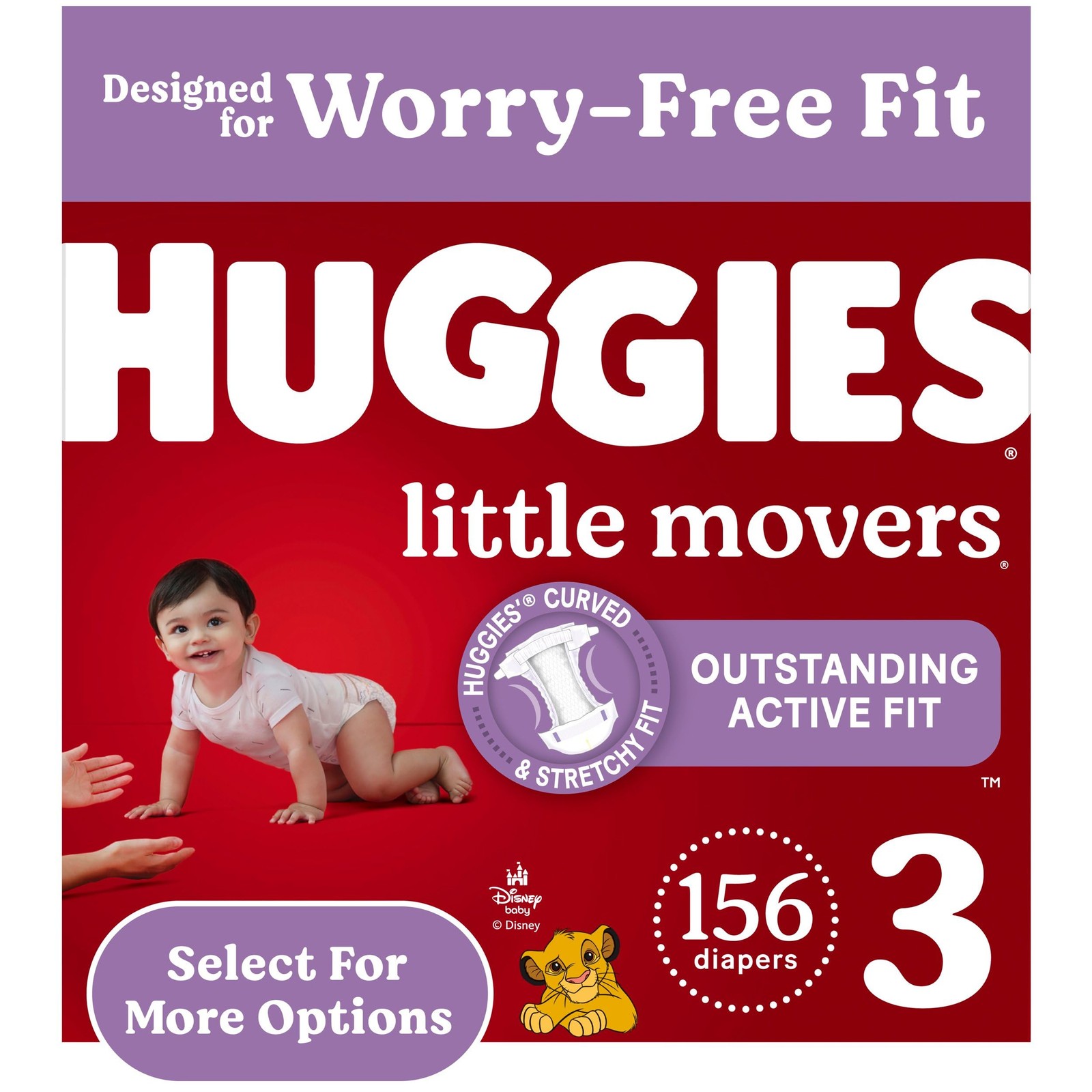 Diapers Size 3 Little Movers 156 Count 6 Pack Huggies 16-28 Baby Packs overnight