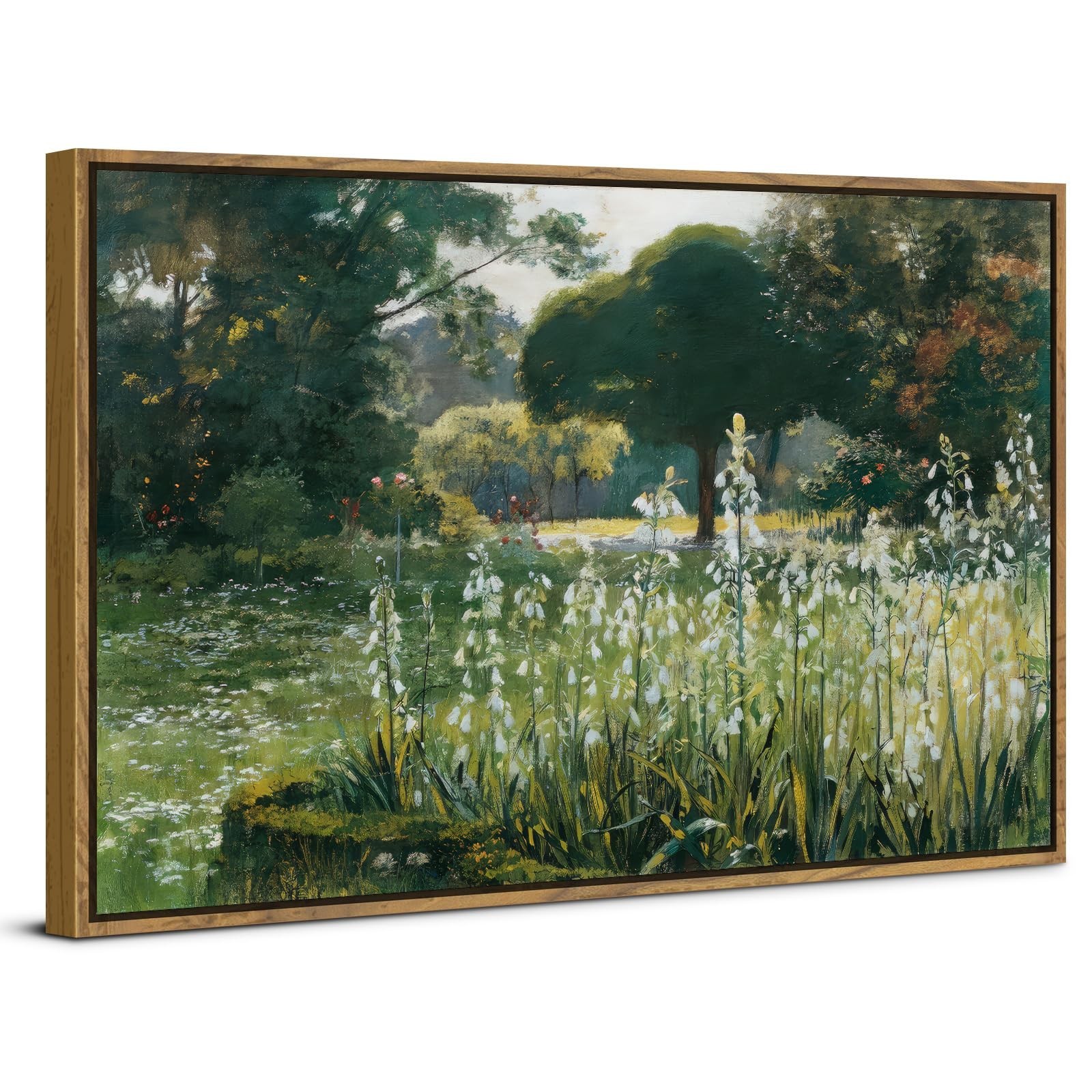 Sunshine Forest Wall Art Vintage Framed Wall Decor Forest Landscape Picture C...