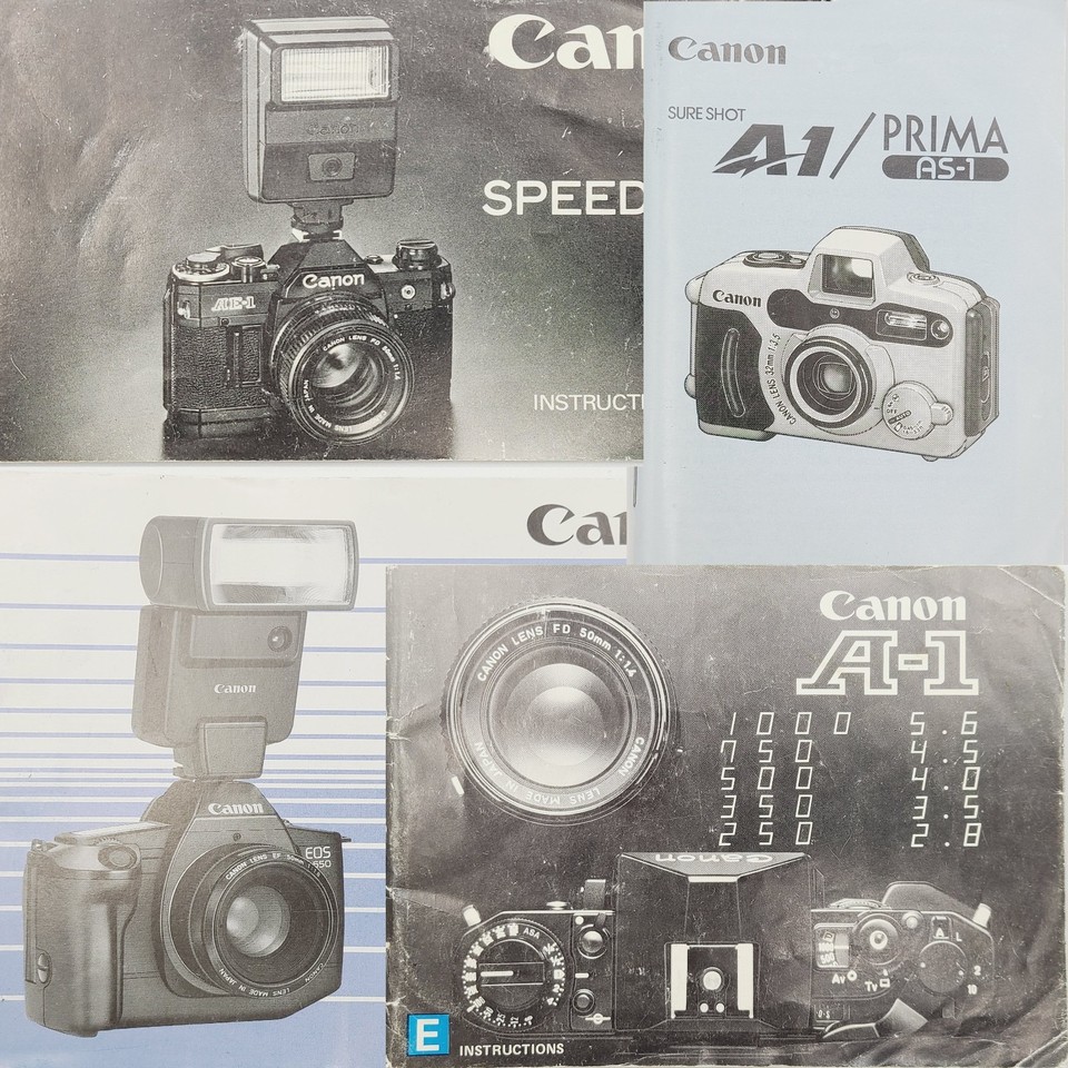 Various Instruction Manuals for Canon Cameras, Lenses & Flash Units