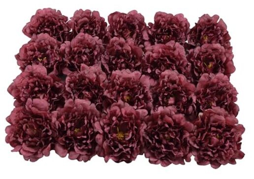 Pcs Artificial Flower Peonies, 5" Silk Fake Peonies with 6" Stems 20 Wine Red