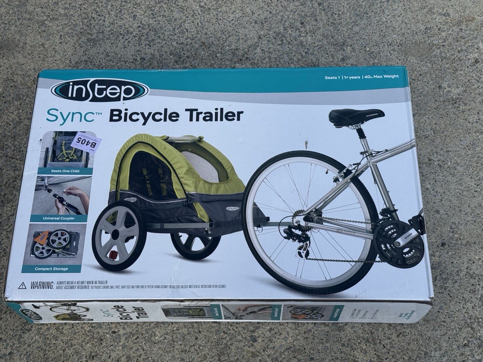 InStep Sync Singleton Bike Trailer - Green & Gray