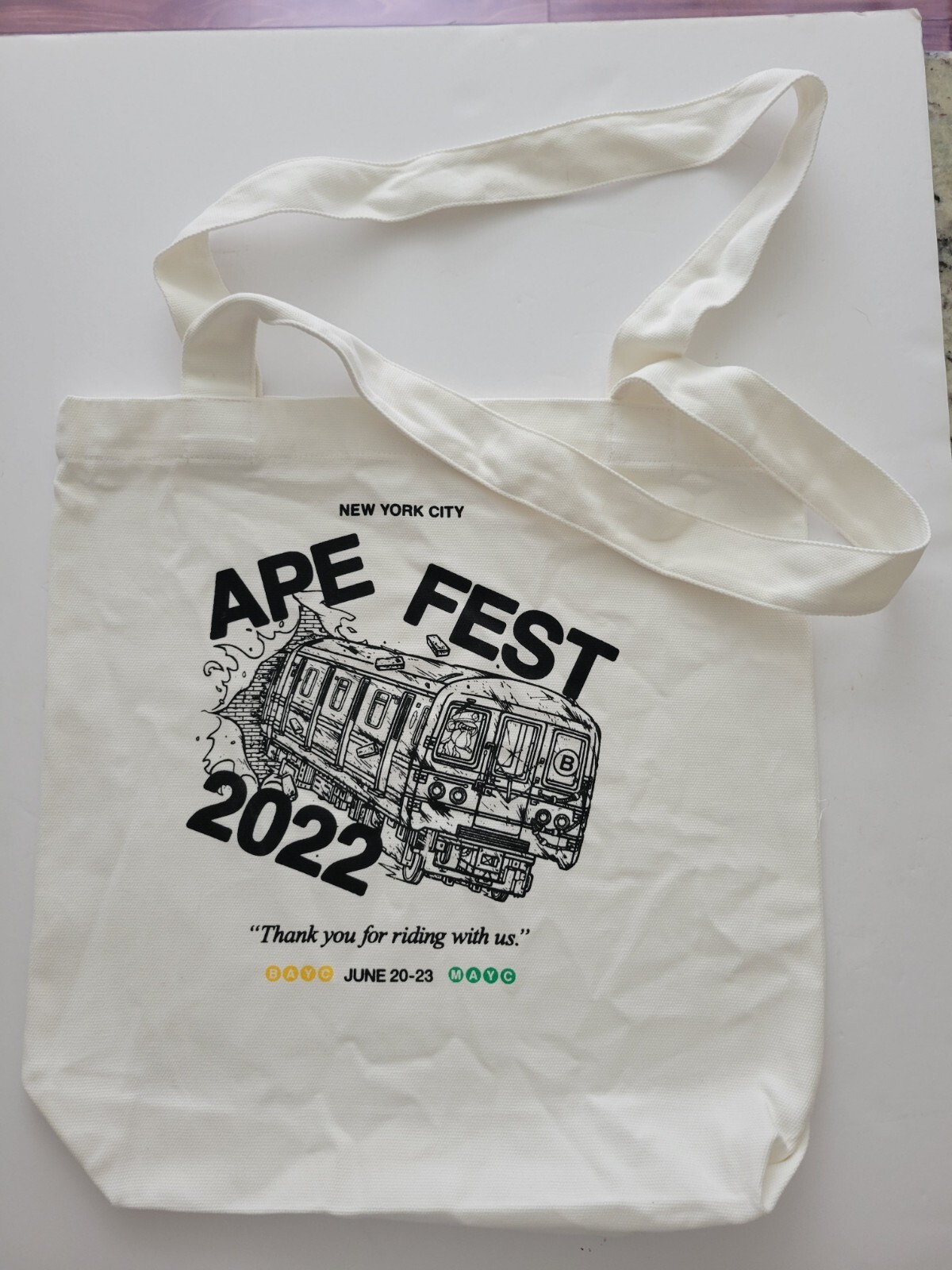 Bored Ape Yacht Club Ape Fest 2022 New York Tote Bag Black White BAYC MAYC