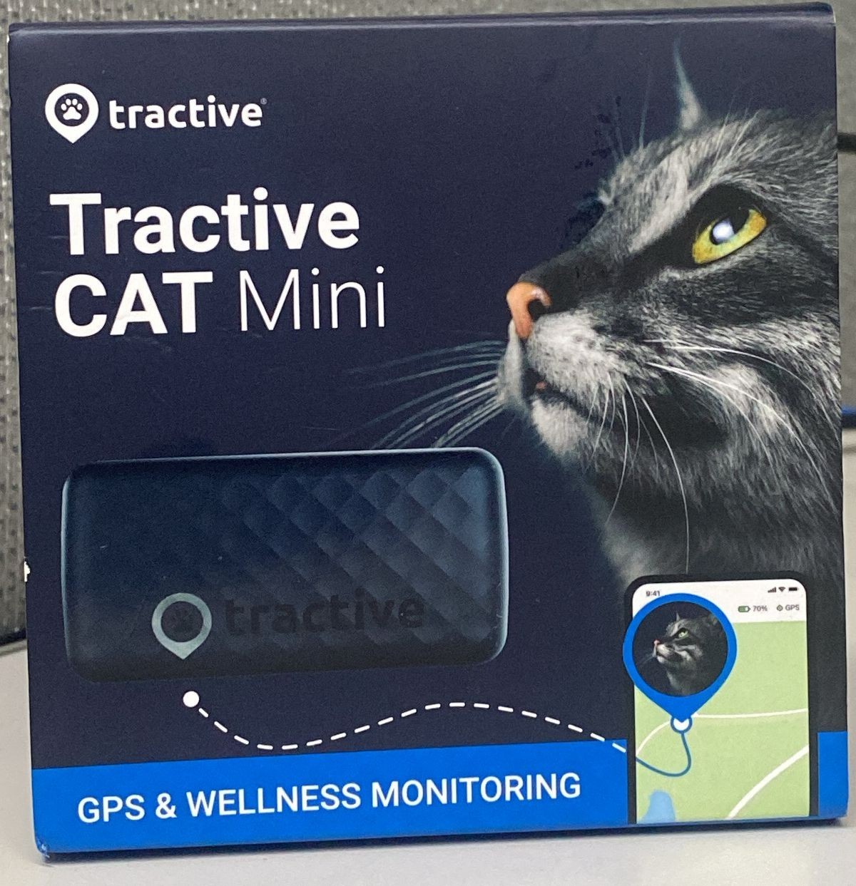 Tractive Mini GPS Cat Tracker (6.5 lbs+) - Waterproof Midnight Blue