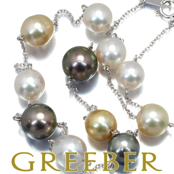 TASAKI Tasaki Necklace Golden Pearl 8.3 10.3mm Station K18WG BLJ