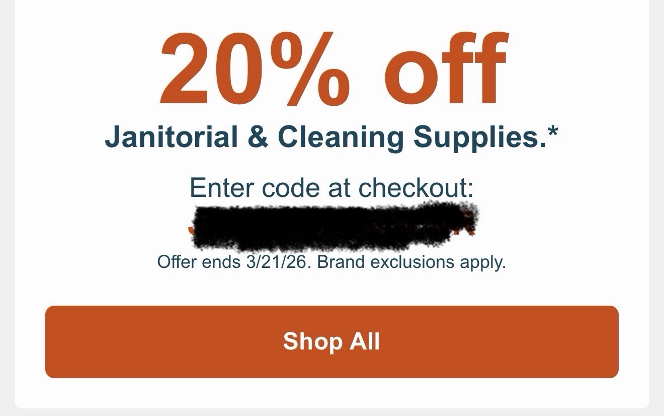 20% Off Zoro.com Janitorial Supplies Coupon Exp 03/21/26