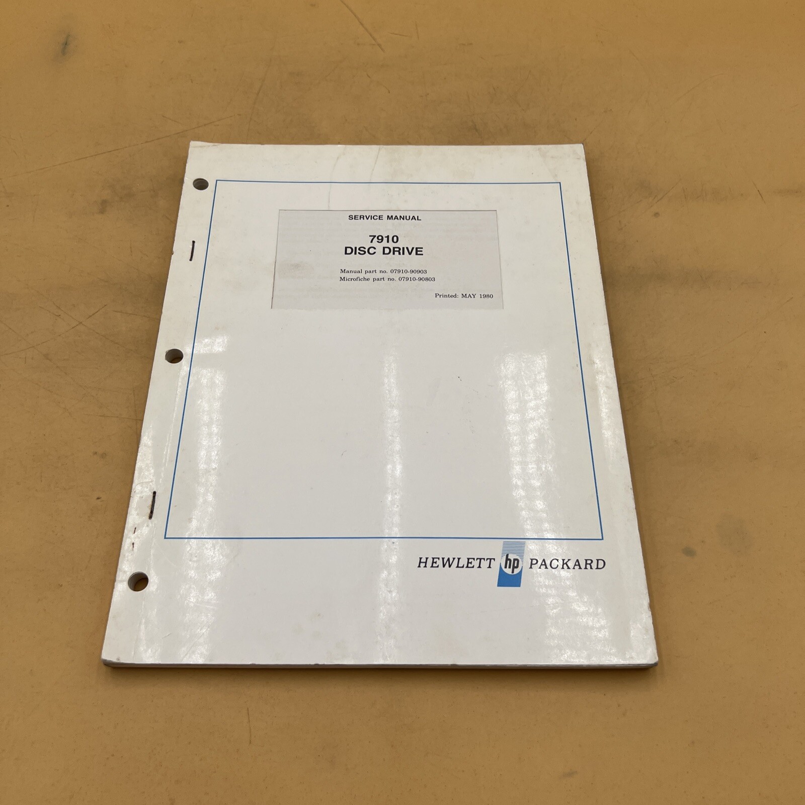 1980 Hewlett Packard HP 7910 Disc Drive Service Manual Part No. 07910-90903