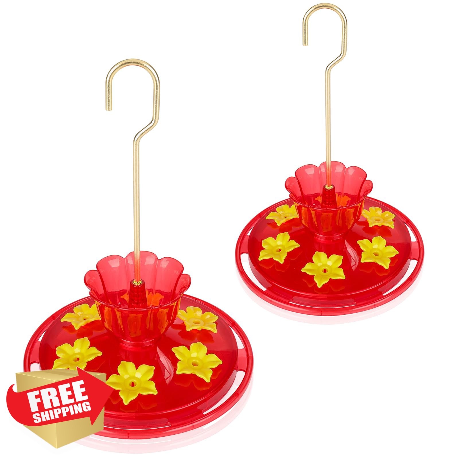 2pk Hummingbird Feeders Hanging Ant Bee Proof 7oz 6 Ports Outdoor