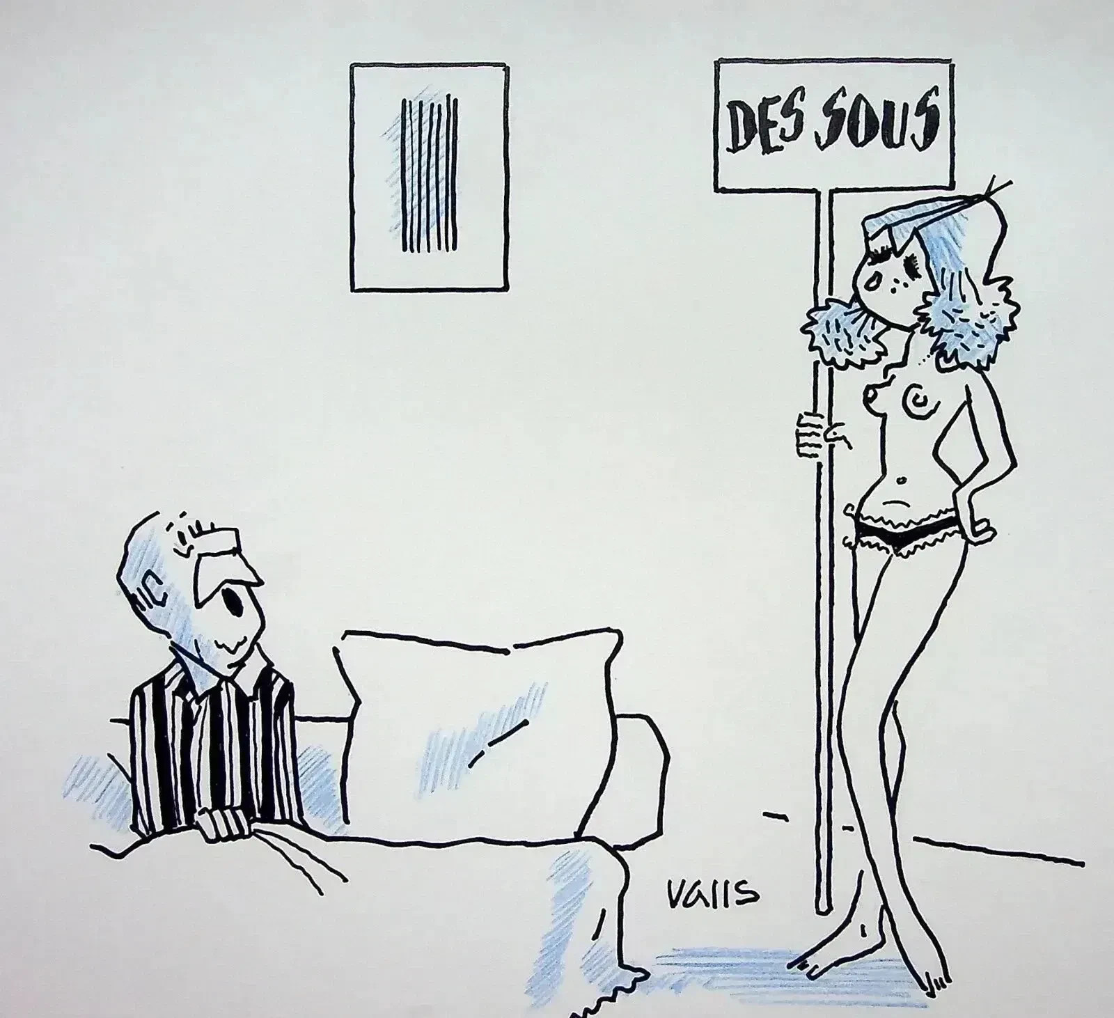 [HUMOUR - PRESSE] Guy VALLS : Grève au septième ciel, DESSIN Original signé