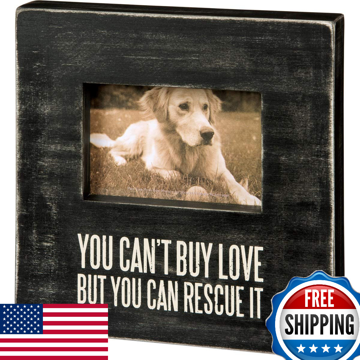 Primitives by Kathy 31143 Distressed B/W Box Frame, 10x10" - Wall/Tabletop Decor