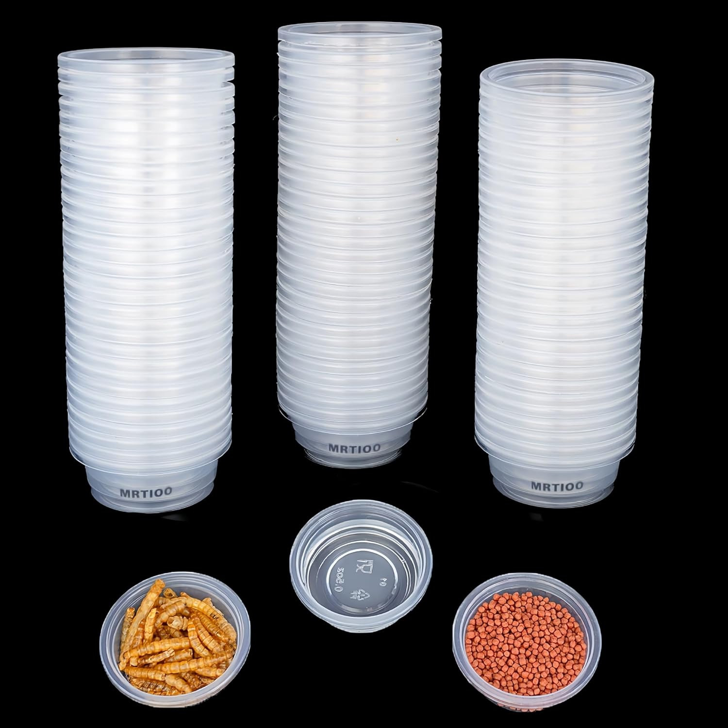 100 Pcs 0.5Oz Crested Gecko Food and Water Feeding Cups, Reptile Feeder Bowls, f