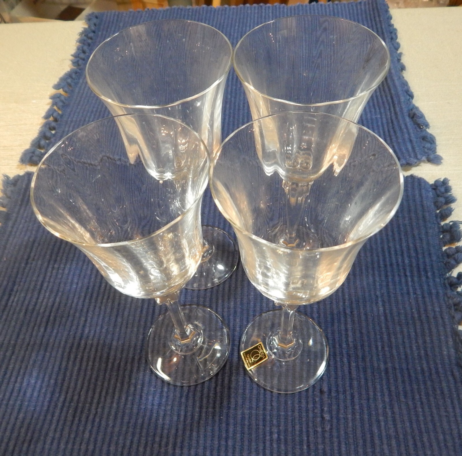FOUR 4 Oneida Fedora 8 1/2" Crystal Goblets West Germany 