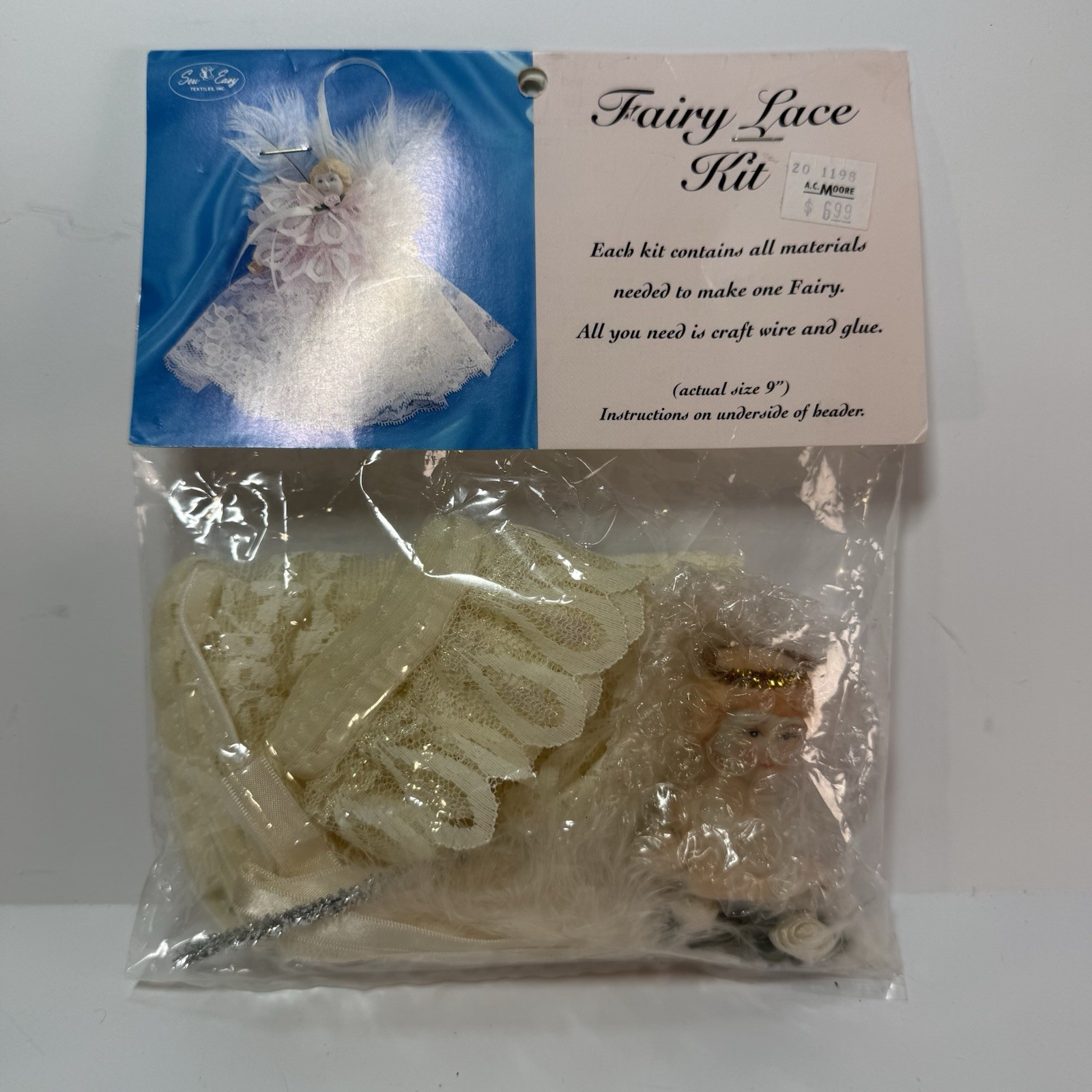 Vintage Sew Easy Craft Kit Lace Fairy Doll New Old Stock All Ages & Skill Levels