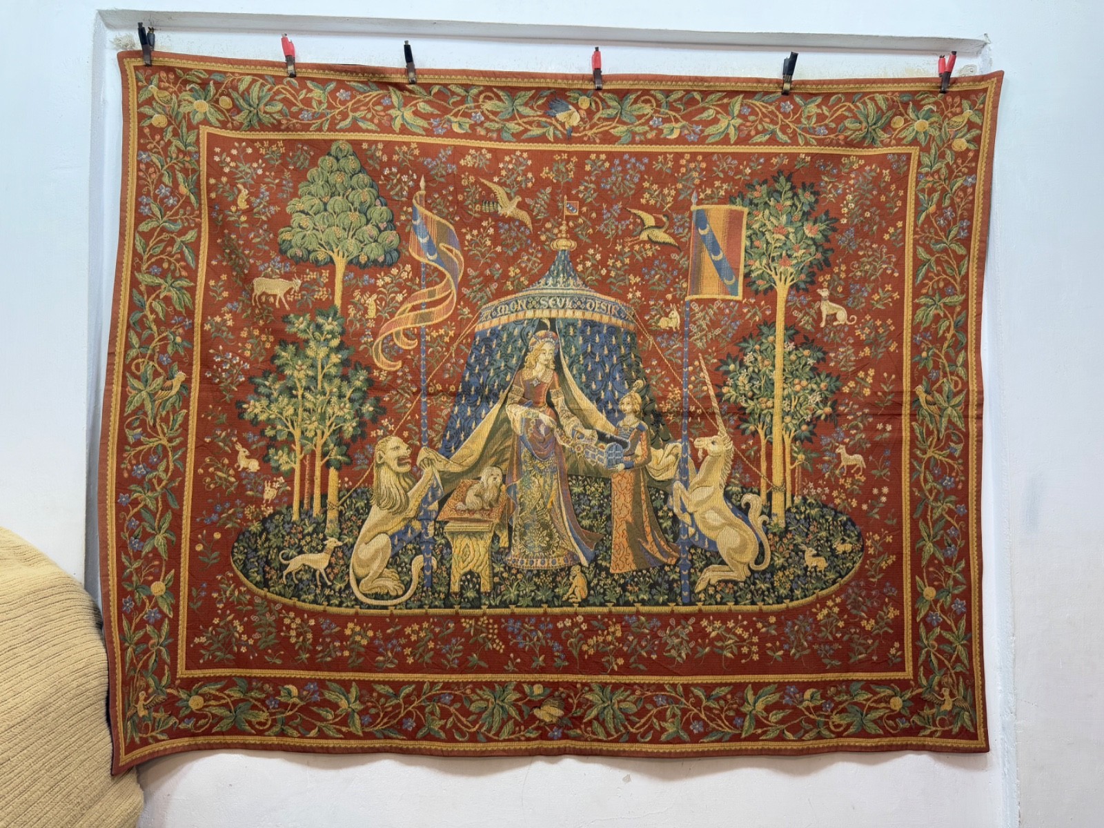 Vintage Amazing France Aubusson Style Pictorial Figurative Tapestry136x174 Cm