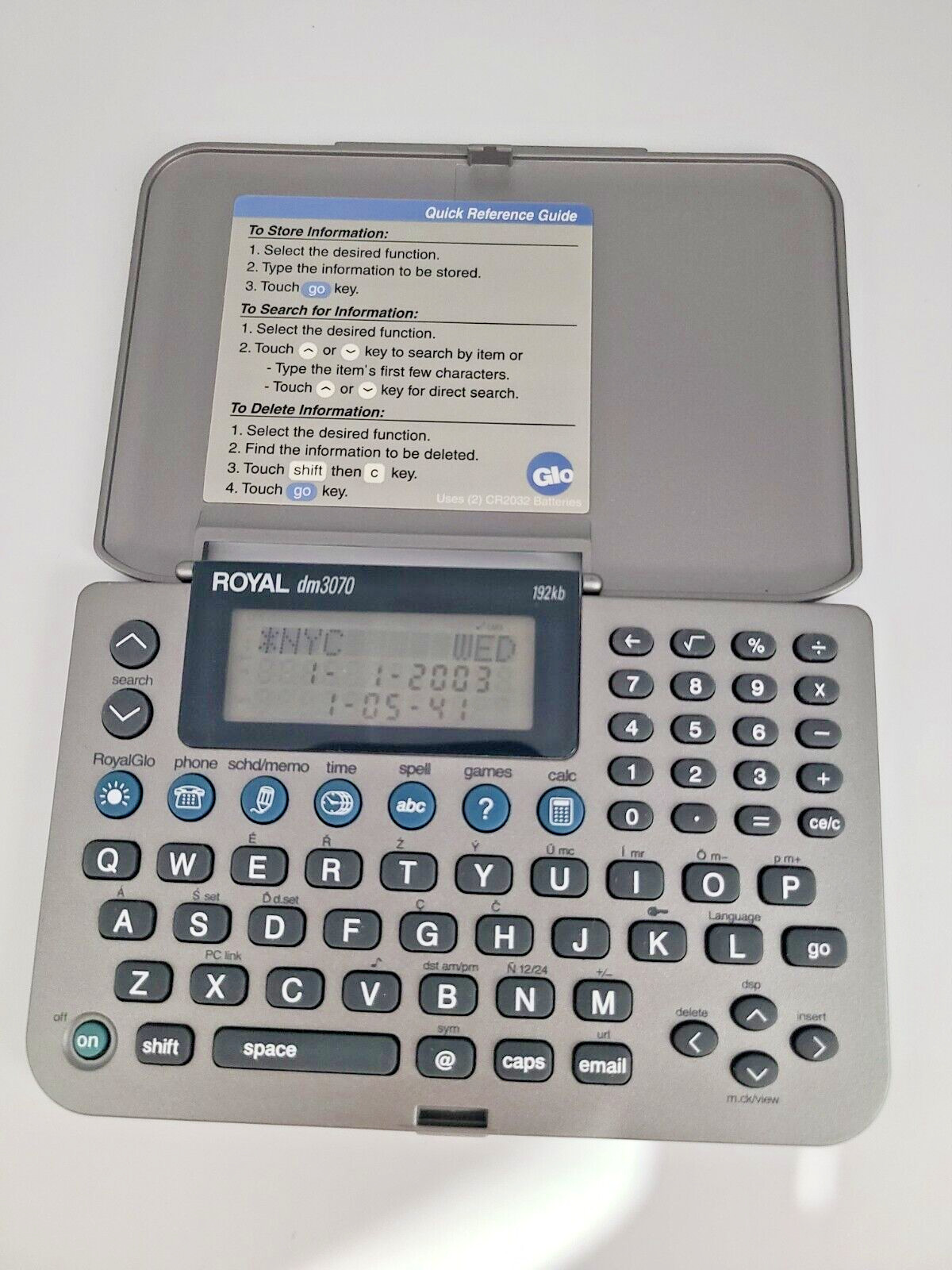Royal DM3070 Personal Electronic Organizer Calendar Calculator Backlit
