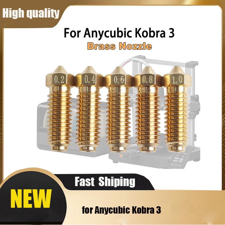 for Anycubic Kobra 3 Brass Nozzle 0.2mm-1.0mm Replacement for 3D Printer SUK