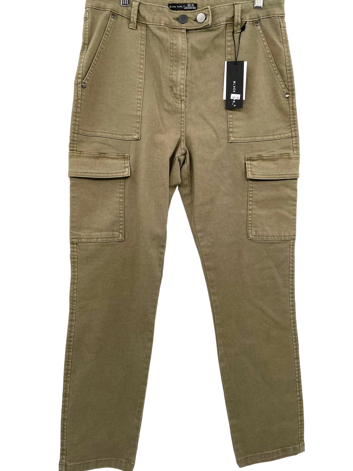 Black Tape Women's Skinny Cargo Khaki Pants Army Green