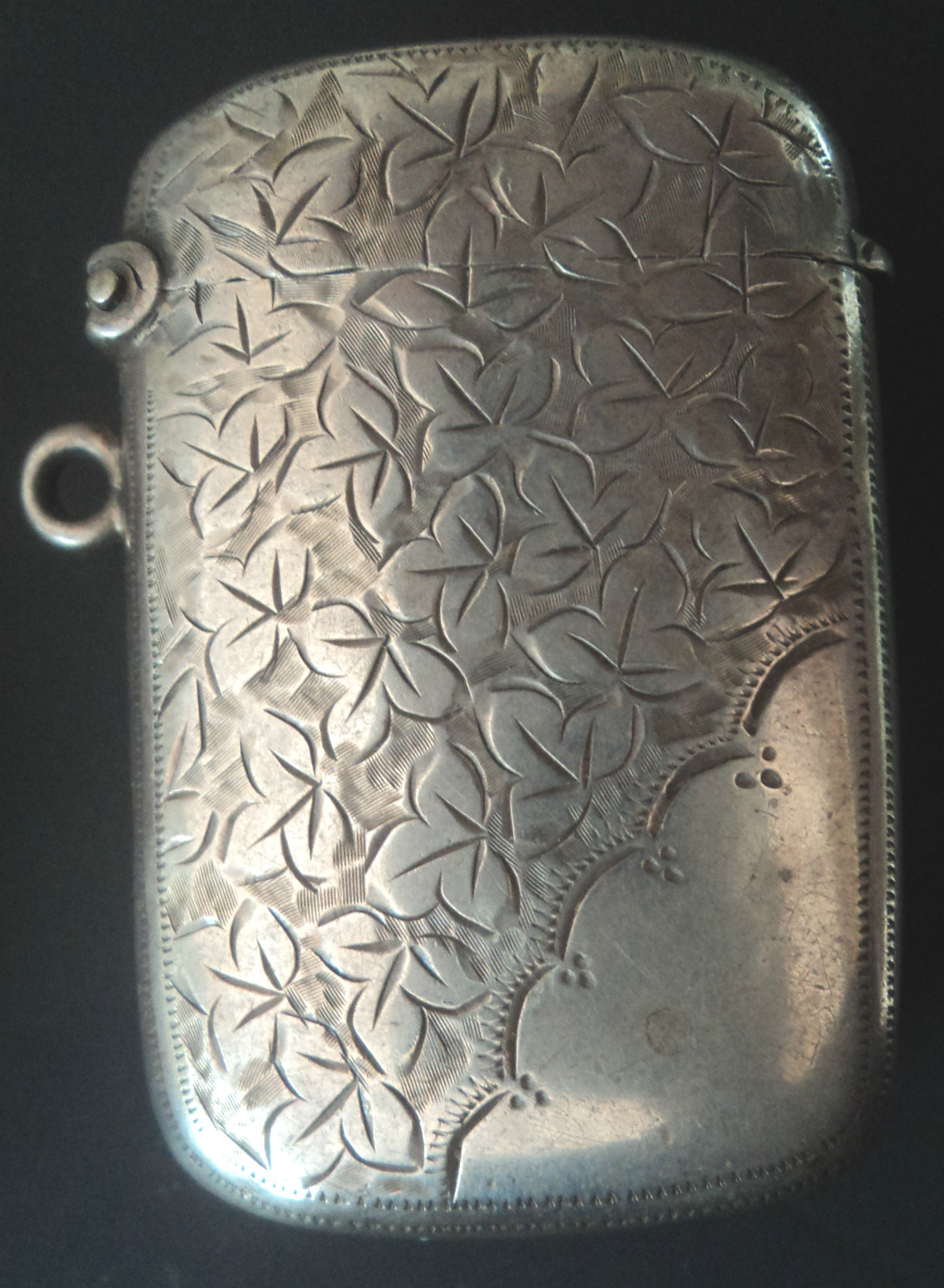 Victorian Silver Floral Leaf Pattern Vesta or Match Safe - 1898 George Loveridge