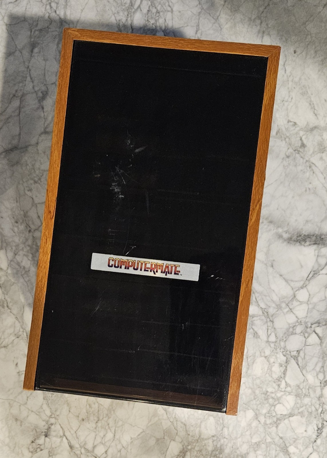 VTG ComputerMate Wood 5.25 Floppy Disc Holder Color Logo Computer Storage