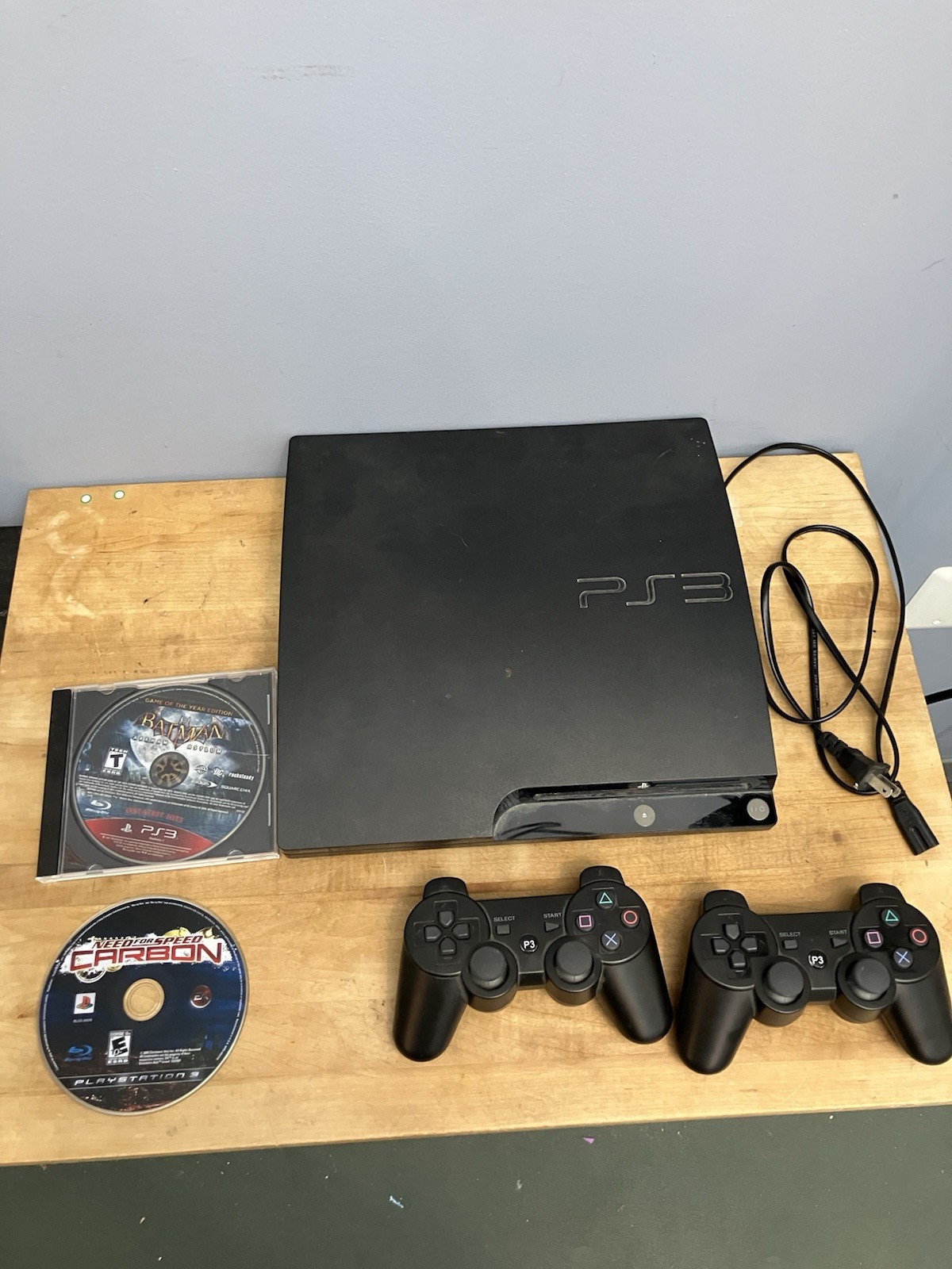 Sony PlayStation 3 PS3 Slim CECH-2001A Console Bundle Controllers + 2 Games