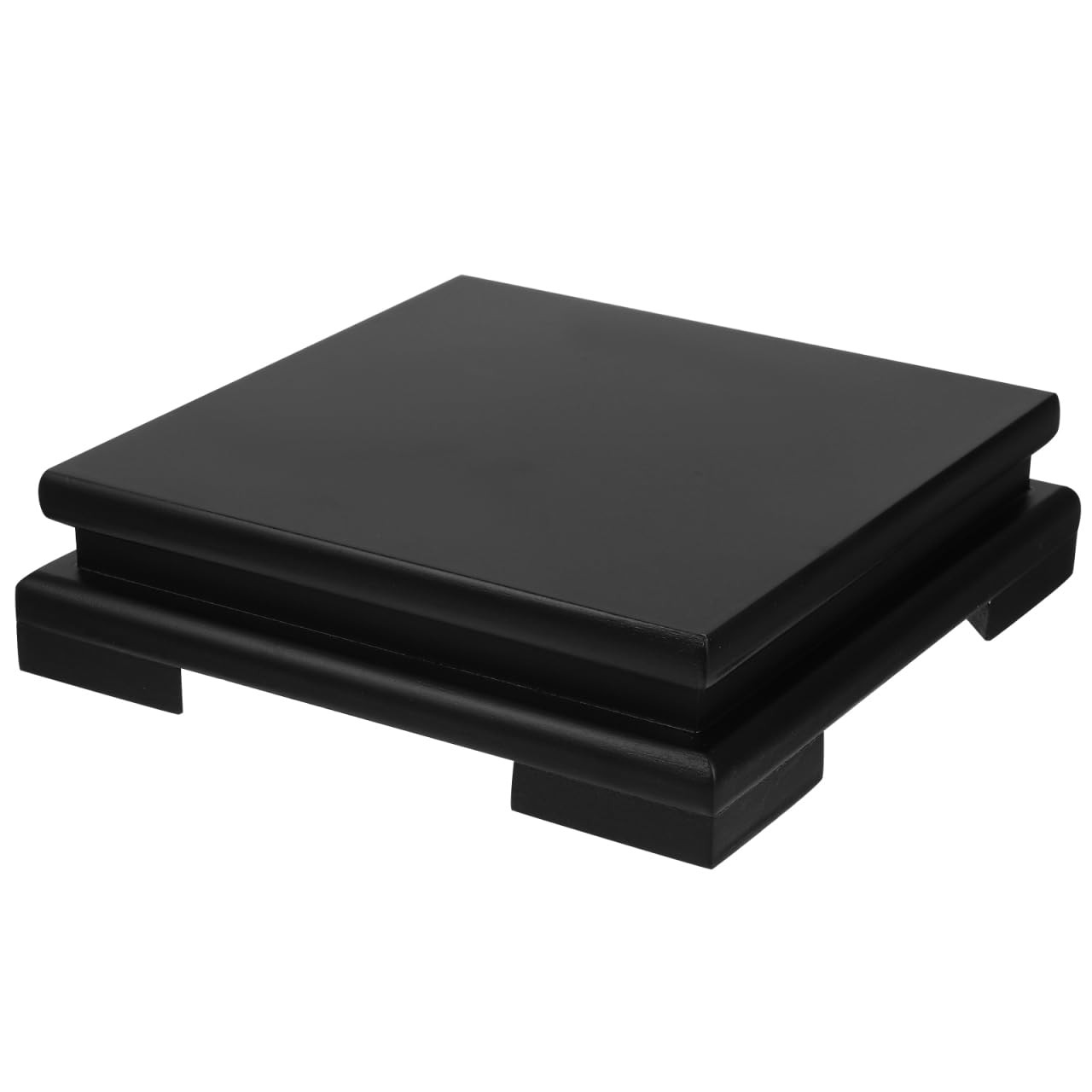 Cabilock Wood Vase Display Riser, 7 inch Square Decorative 16X16CM, Black 