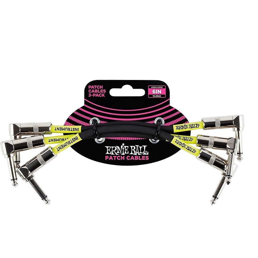 Ernie Ball Guitar Patch Cable Instrument Black Angled 6 in Electric Guitar