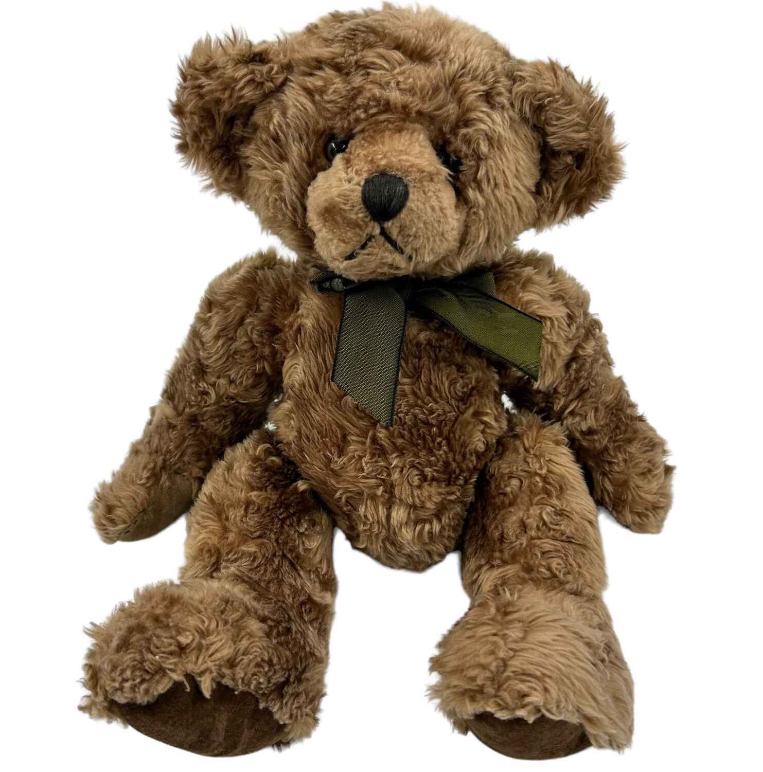 Brown Teddy Bear Plush with Green Bow Dexter Shaggy Bombay Stuffed Animal